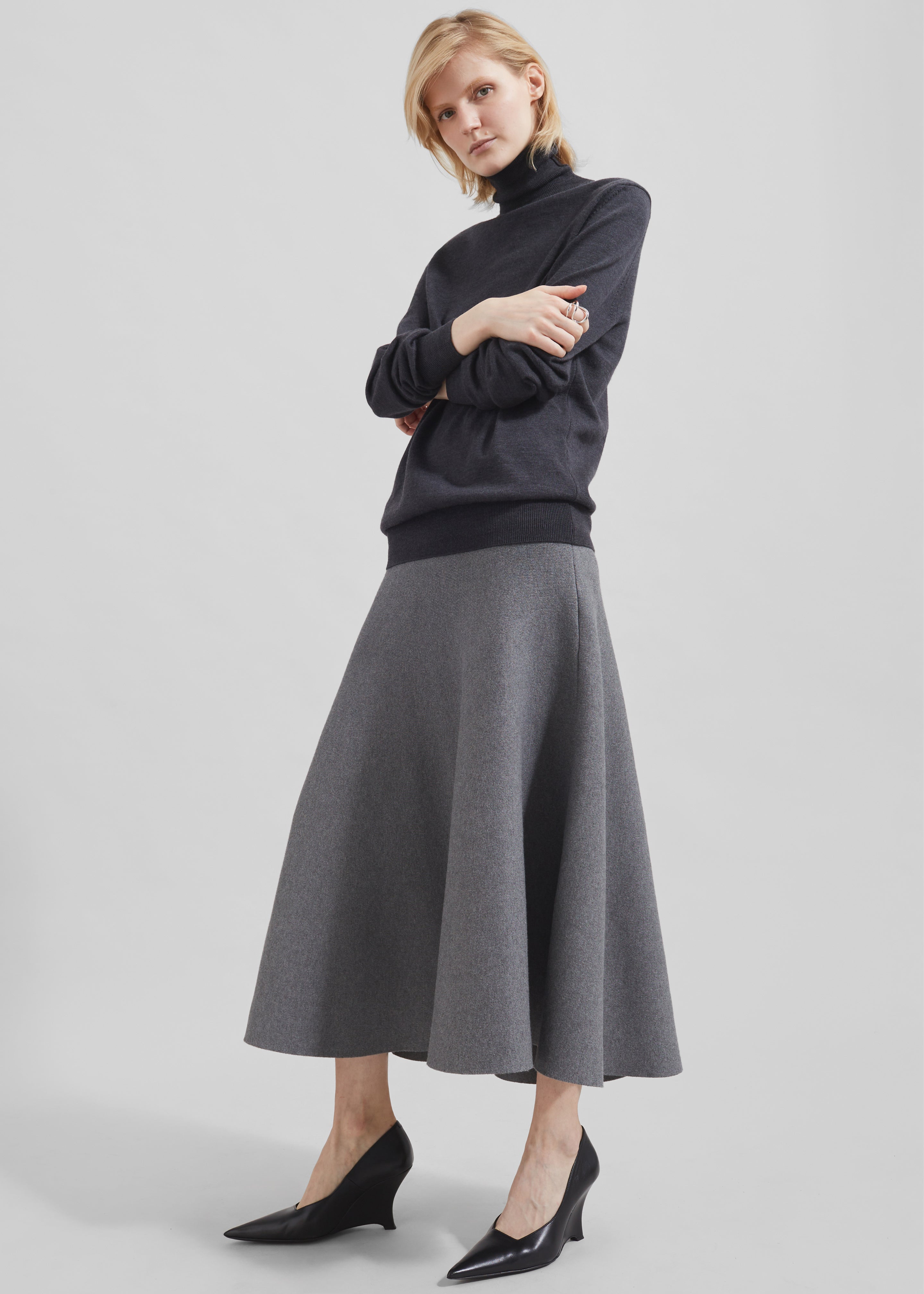 Knit midi skirt grey hotsell