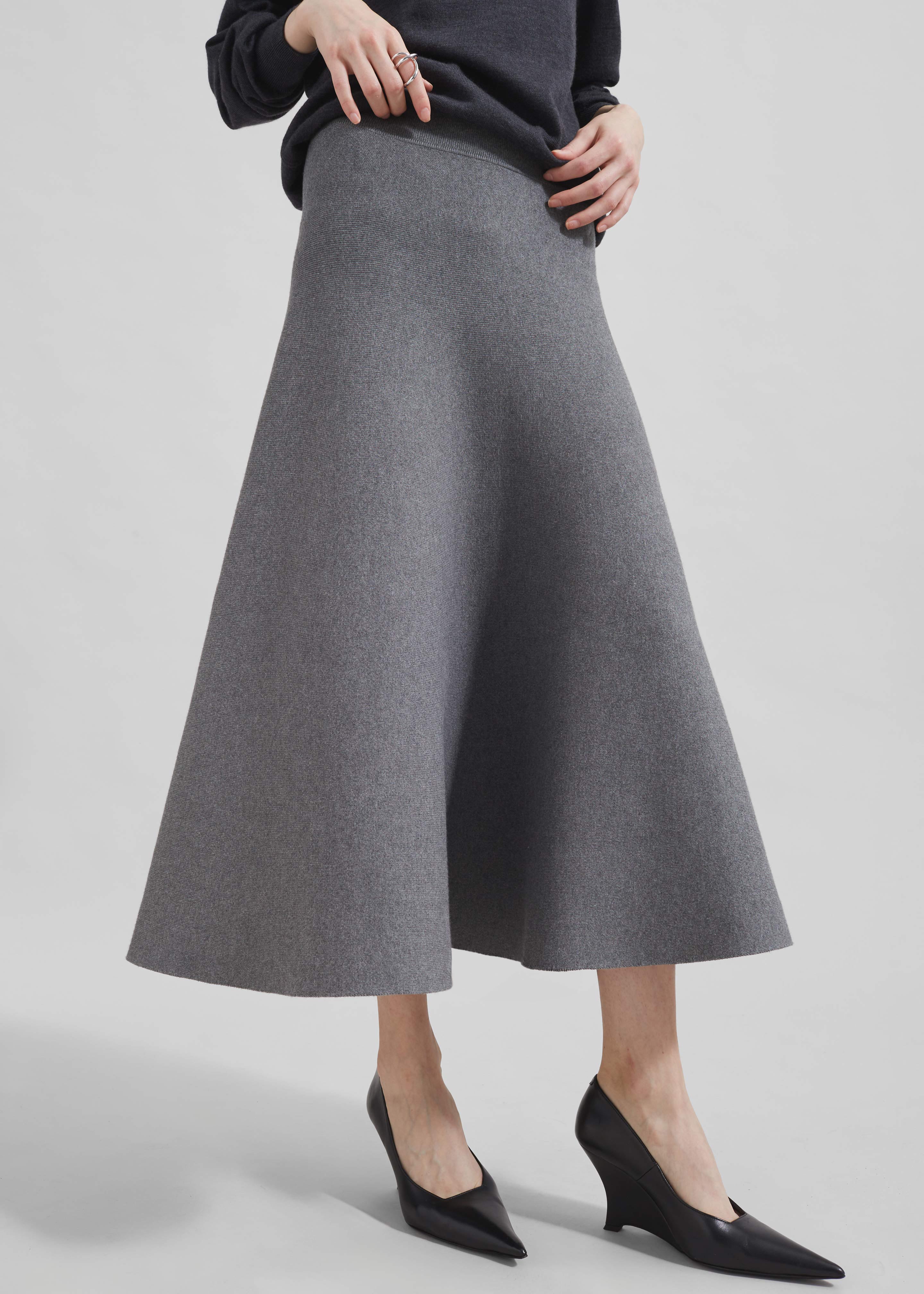 Gabrielle Knit Midi Skirt - Dark Grey - 5