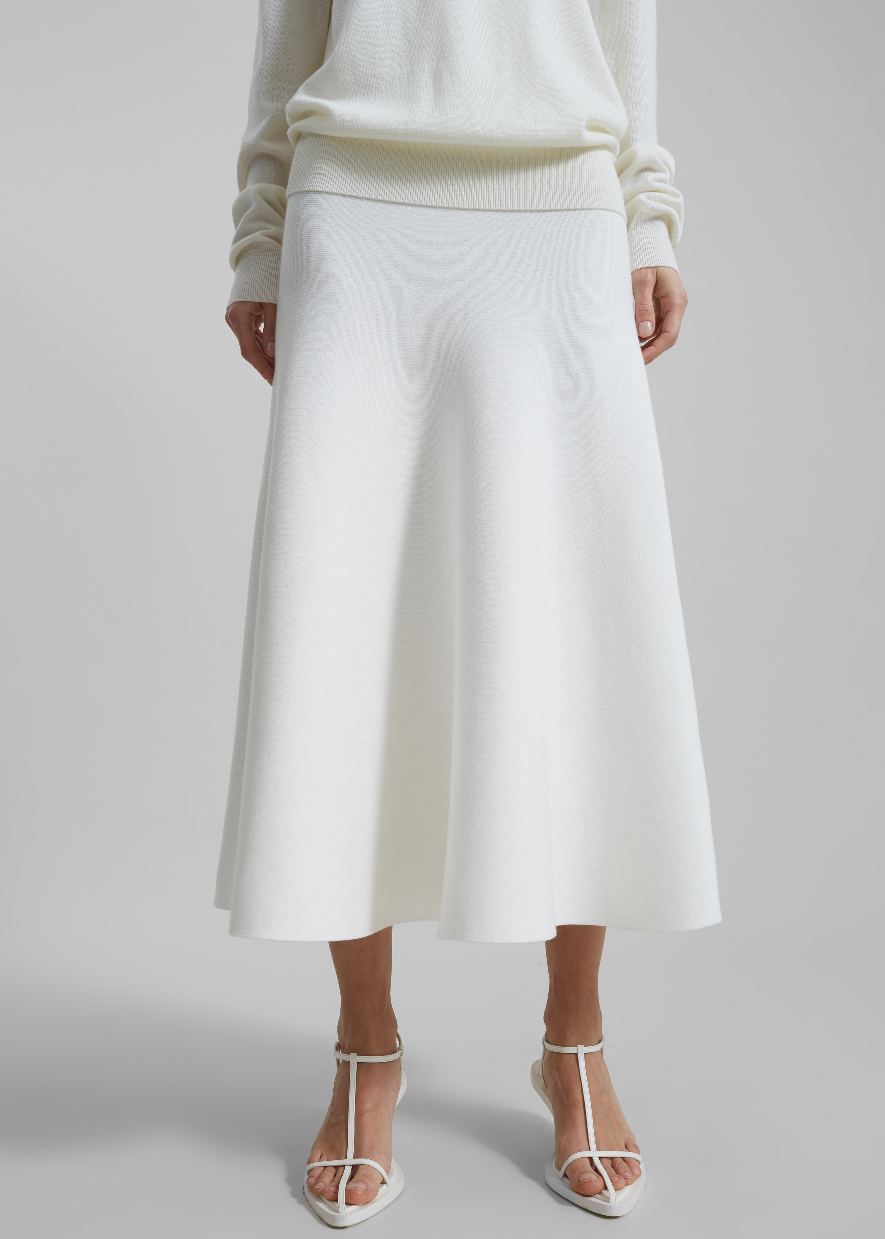 Gabrielle Knit Midi Skirt - Off White - 7