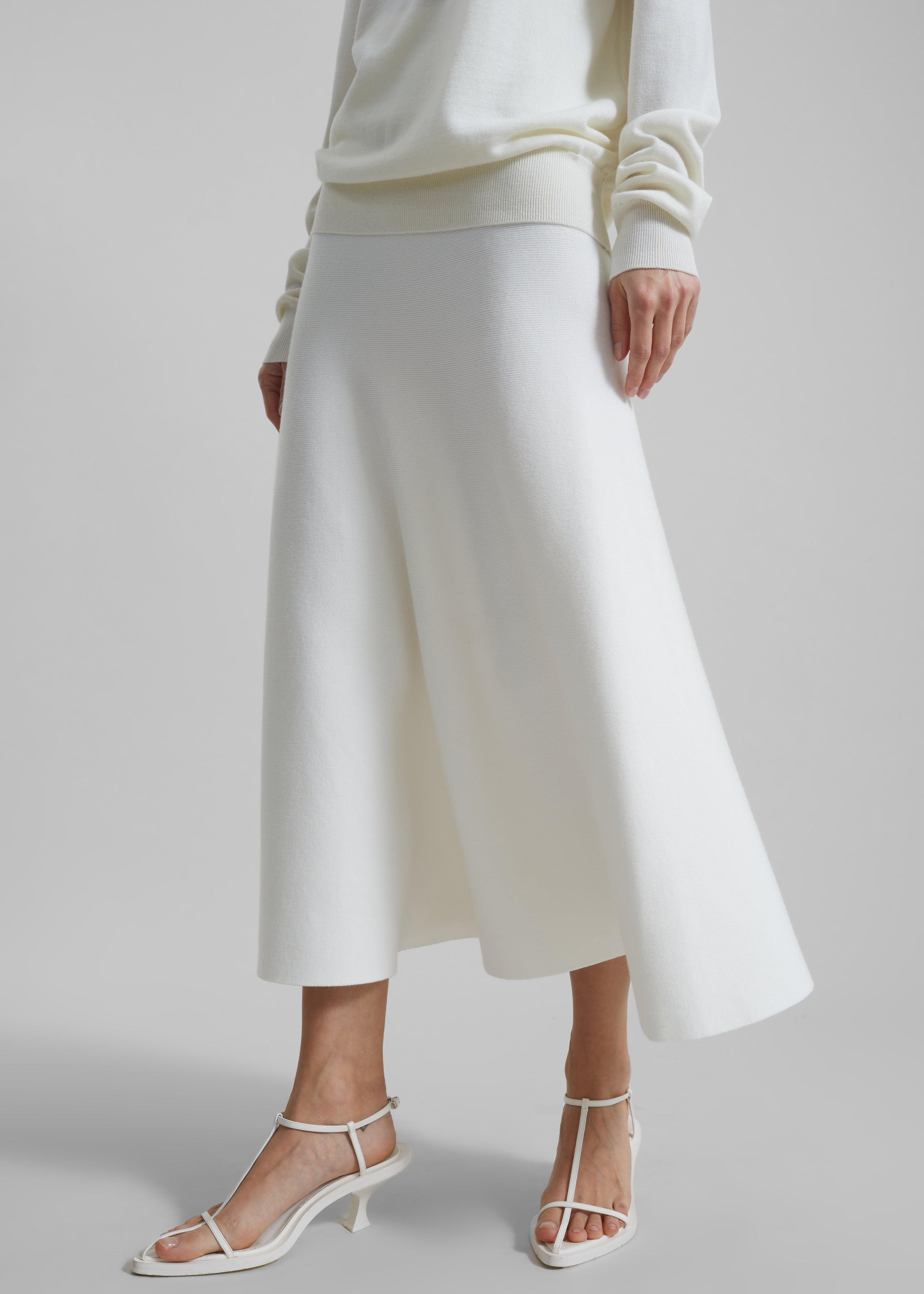 Gabrielle Knit Midi Skirt - Off White - 8