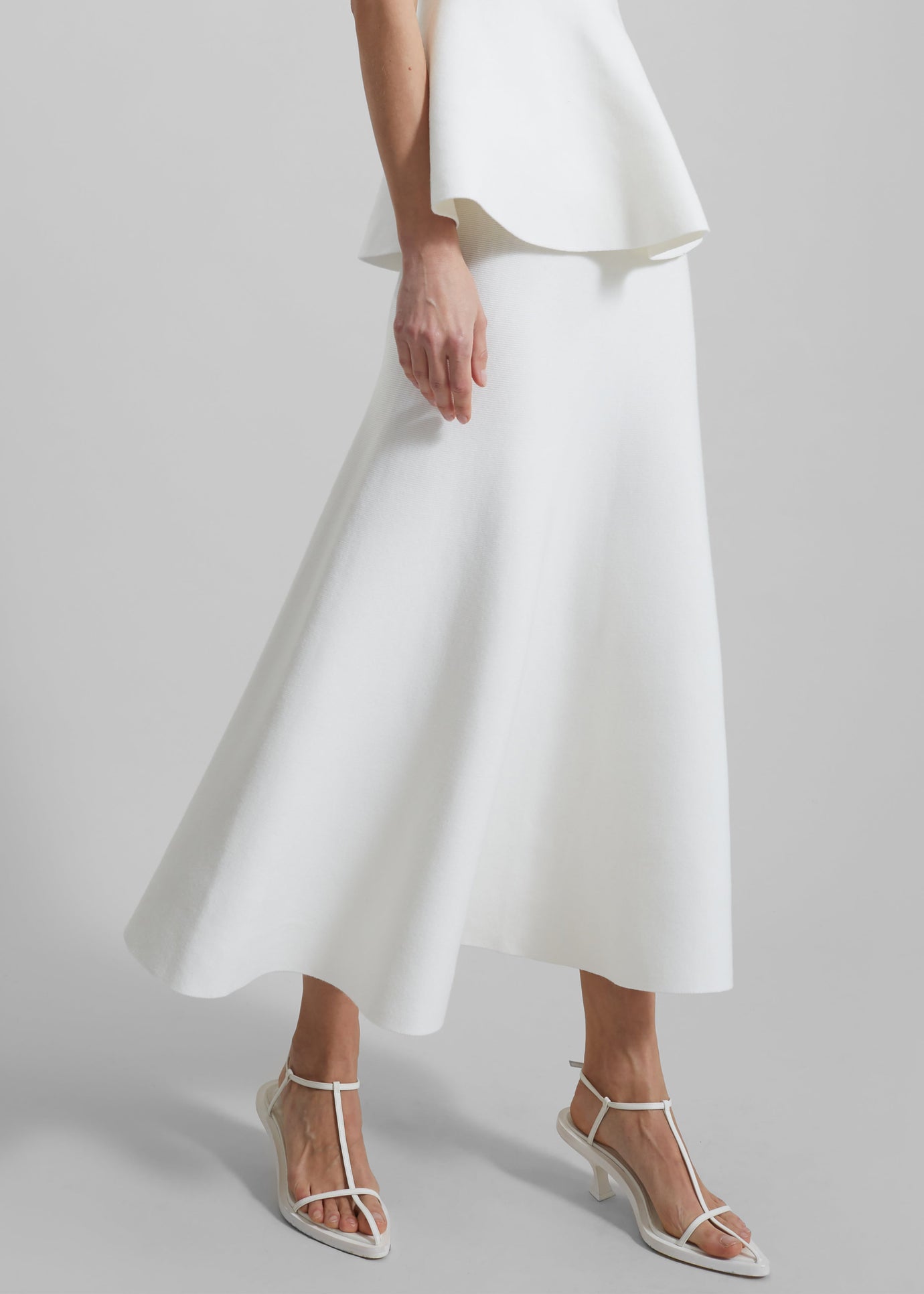 Gabrielle Knit Midi Skirt - Off White - 1