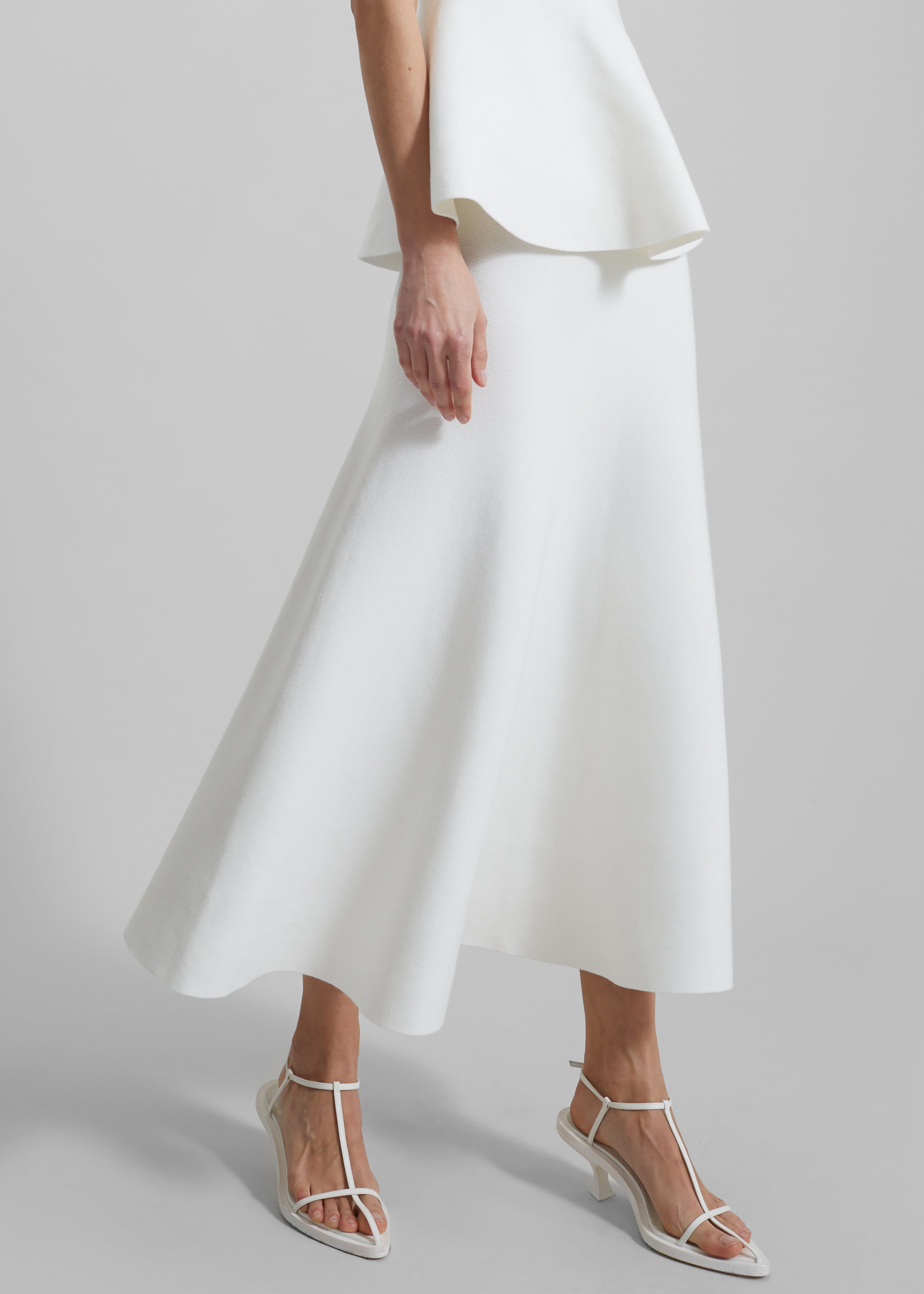 Gabrielle Knit Midi Skirt - Off White - 2