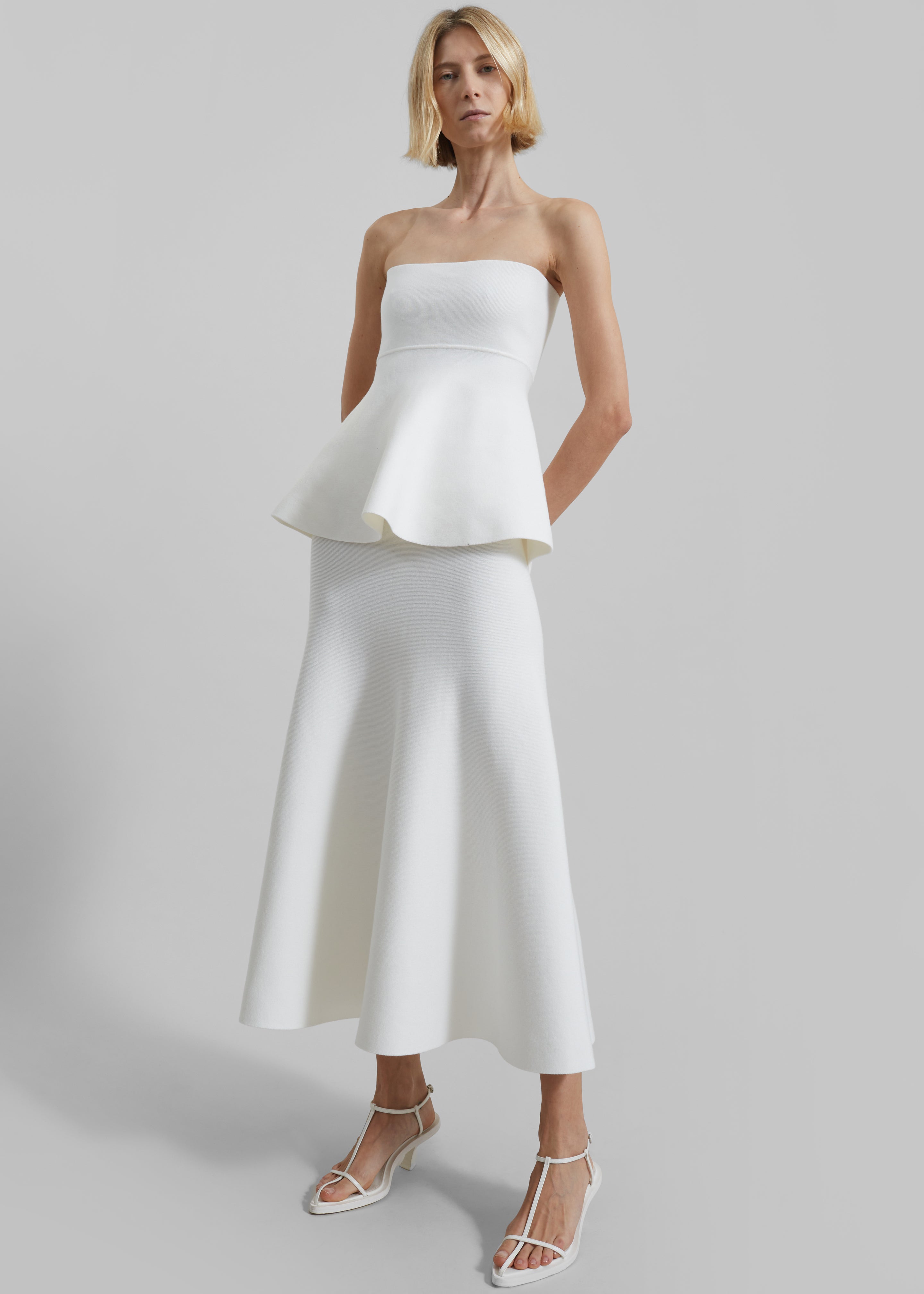 Gabrielle Knit Midi Skirt - Off White - 10