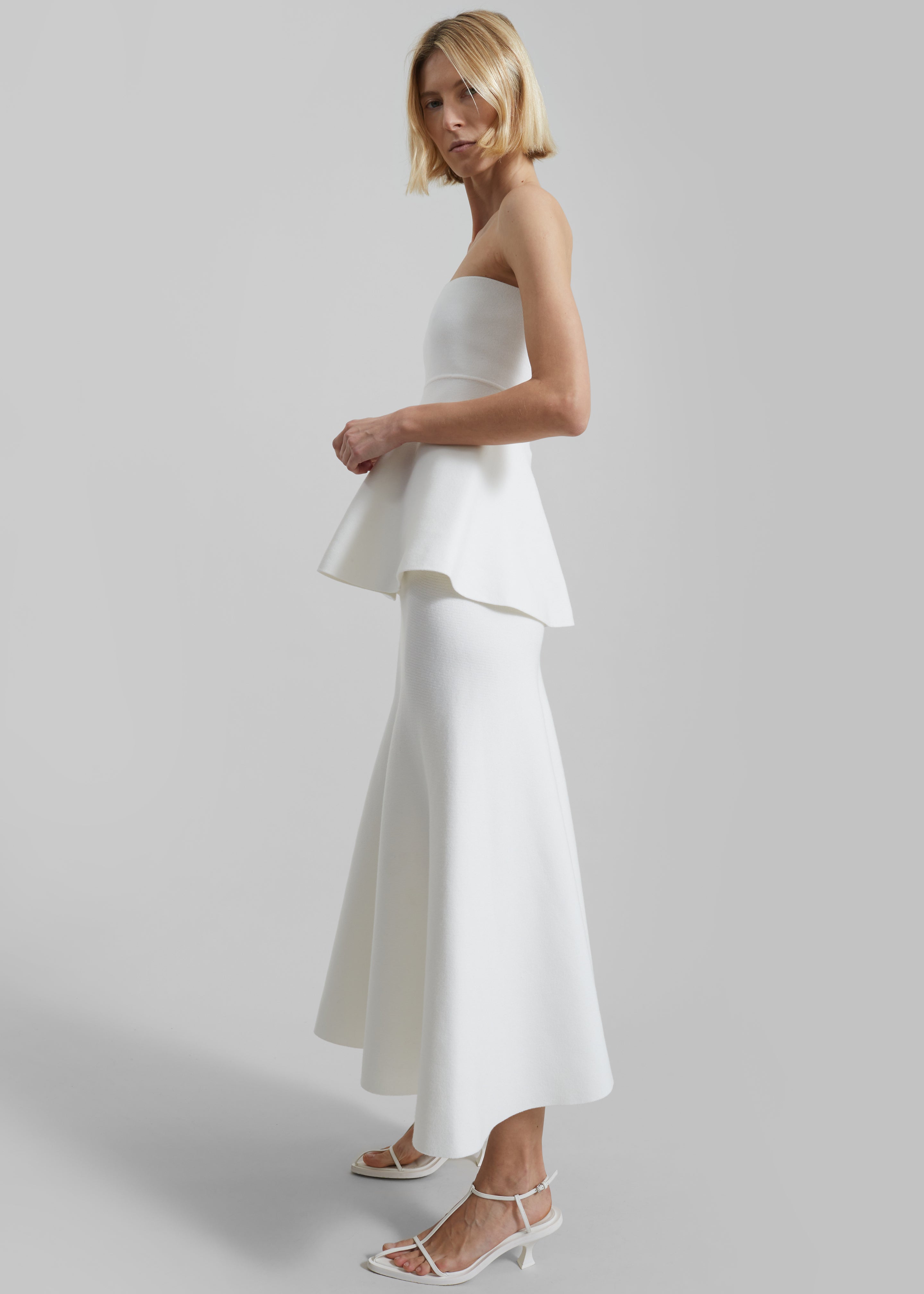 Gabrielle Knit Midi Skirt - Off White - 3