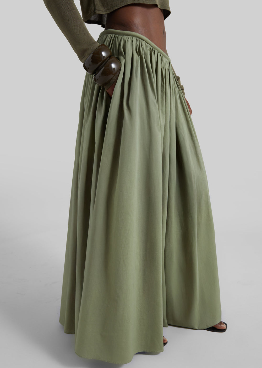 Gaeta Wide Corded Waistband Culottes - Sage - 1