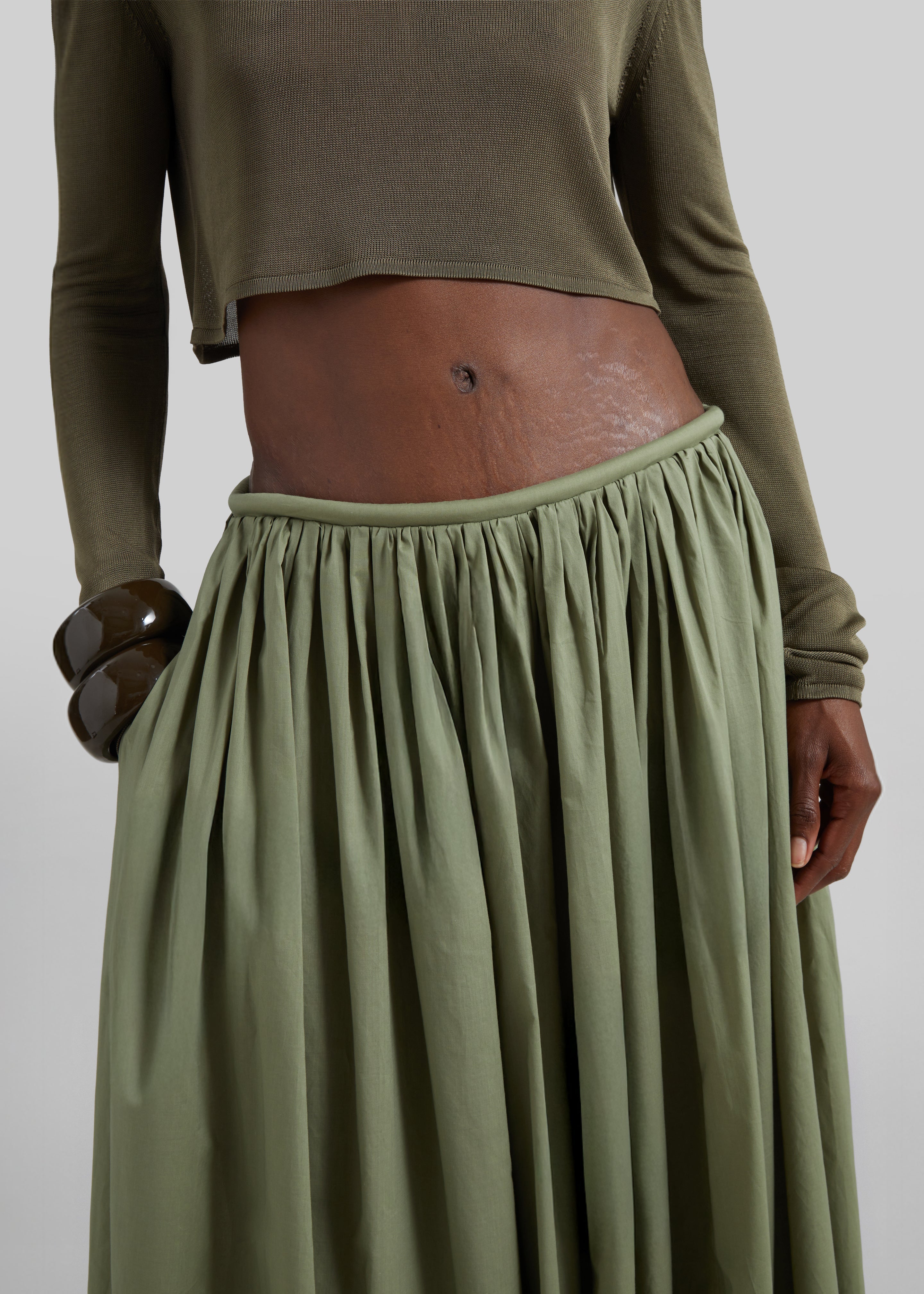 Gaeta Wide Corded Waistband Culottes - Sage - 4