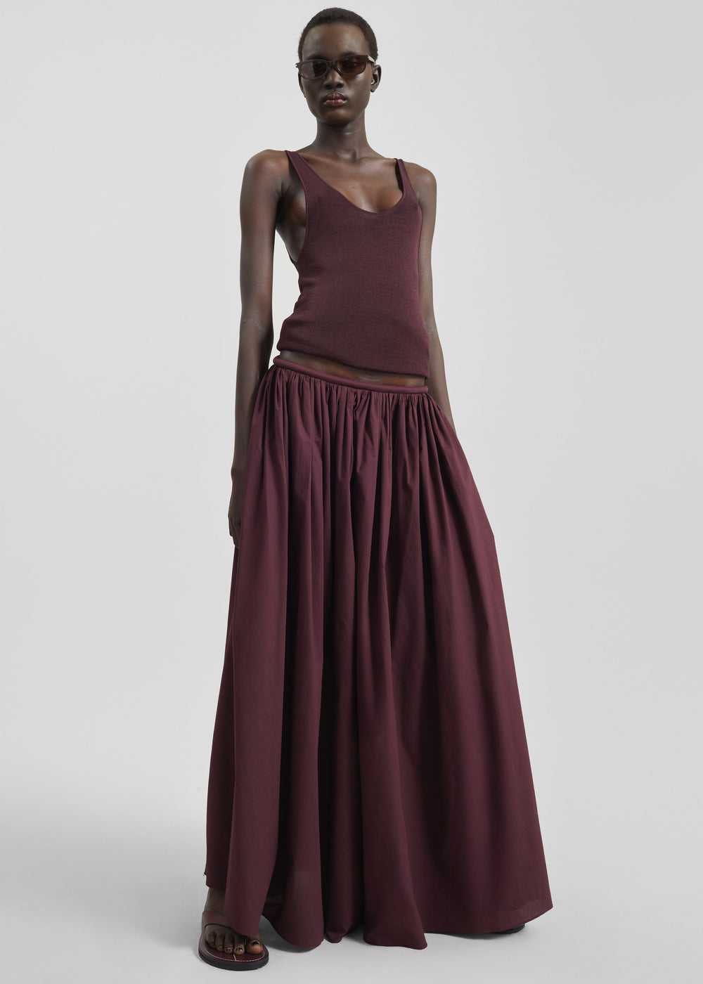 Gaeta Wide Corded Waistband Culottes - Burgundy - 1