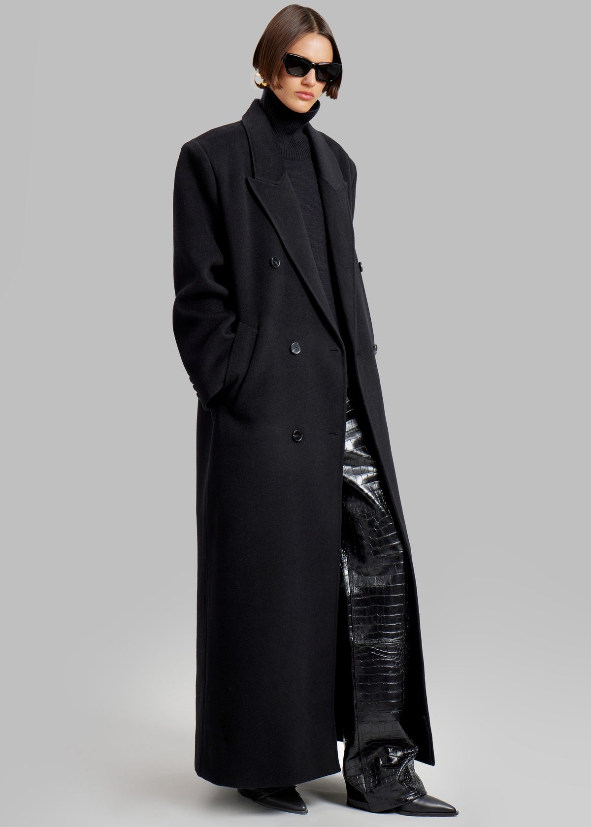 Gaia Double Breasted Coat - Black - 2