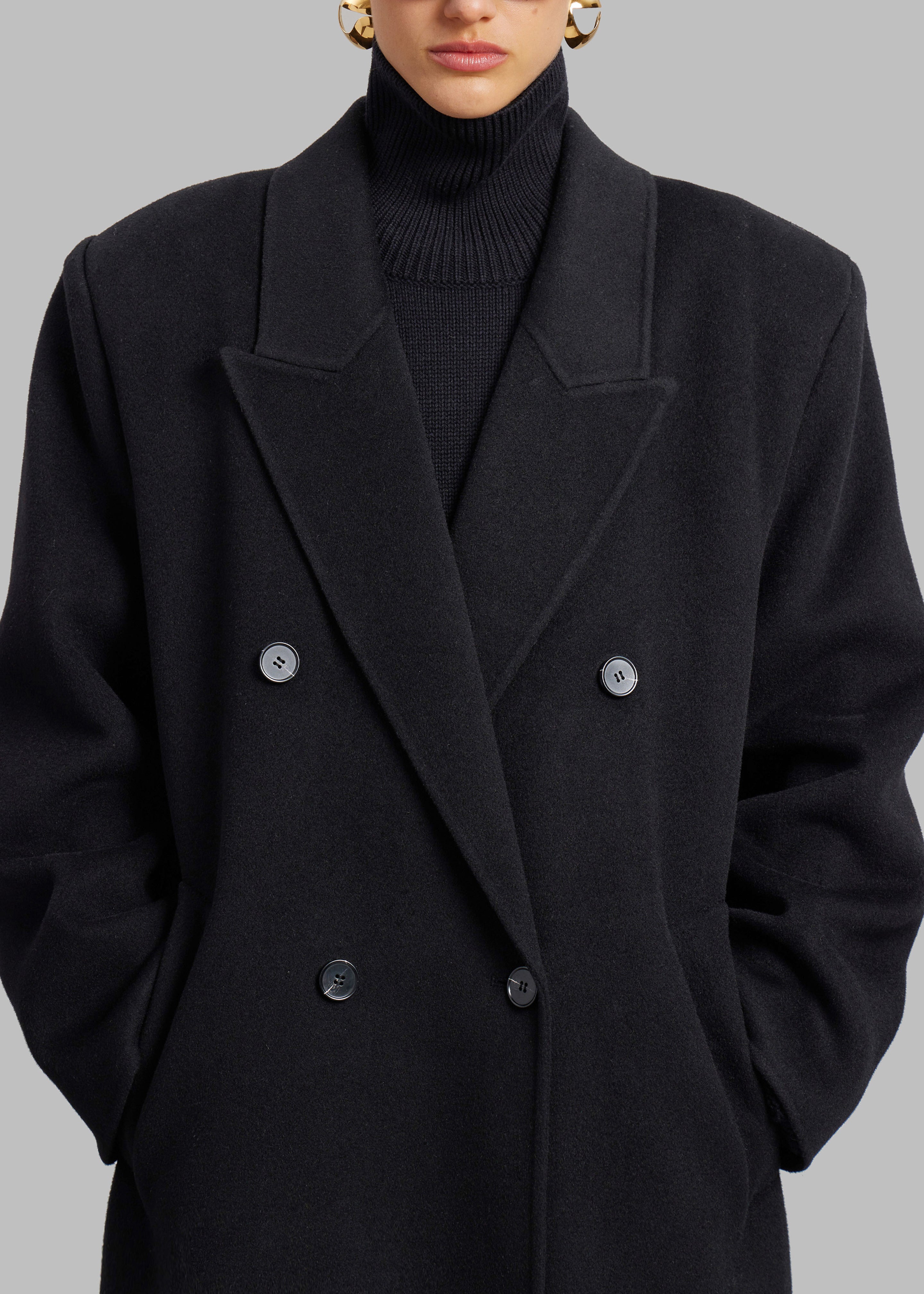 Gaia Double Breasted Coat - Black - 3