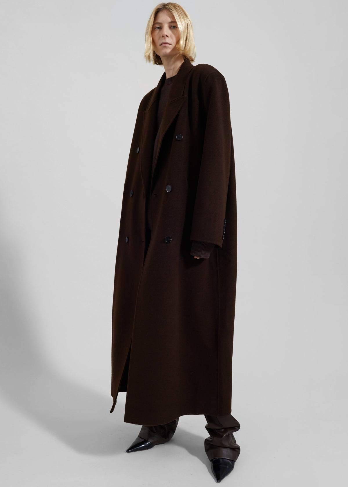 Gaia Double Breasted Coat - Dark Brown - 5