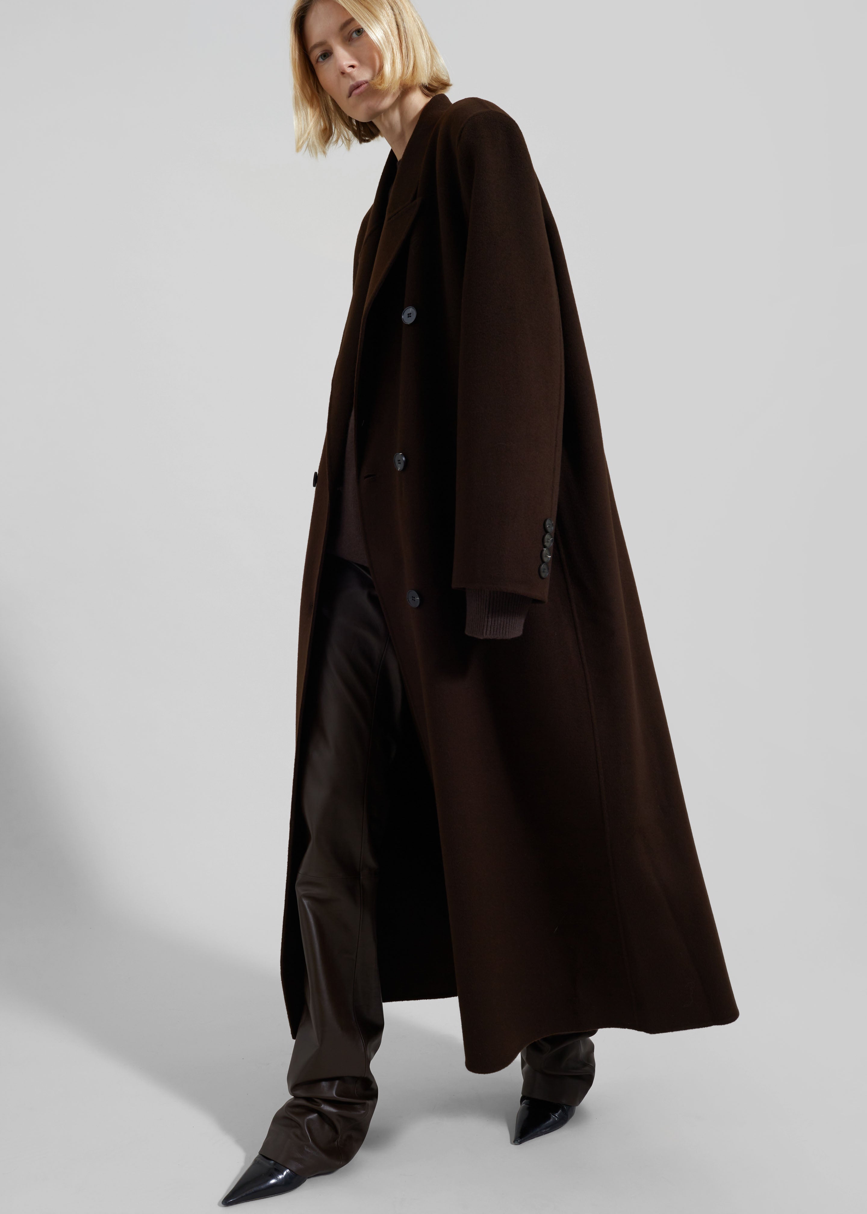 Gaia Double Breasted Coat - Dark Brown - 6