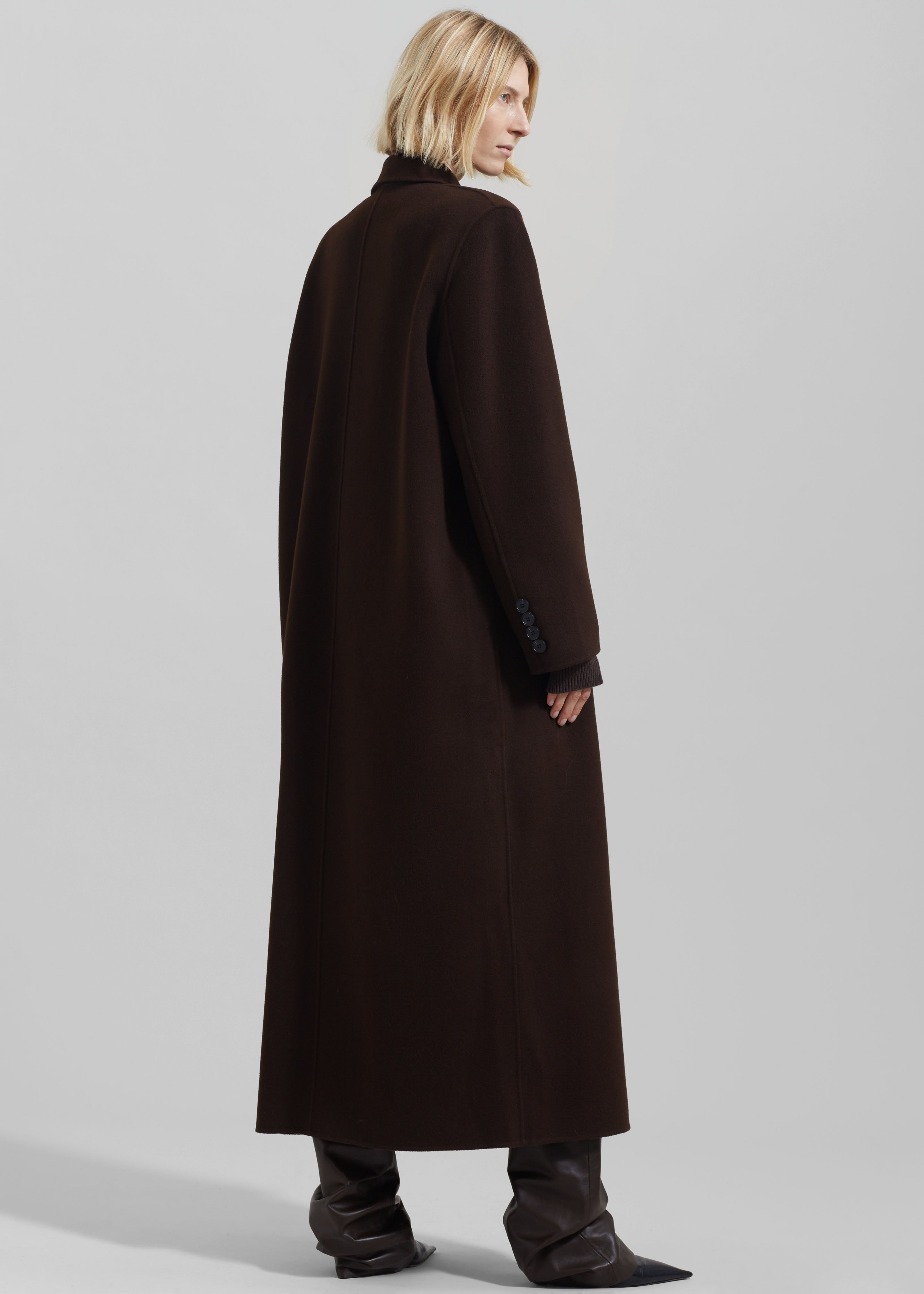 Gaia Double Breasted Coat - Dark Brown - 7