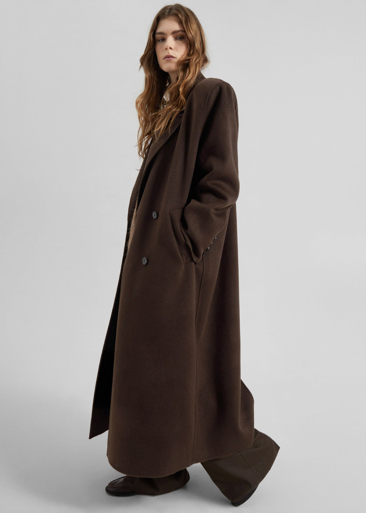 Gaia Double-Breasted Coat - Dark Brown