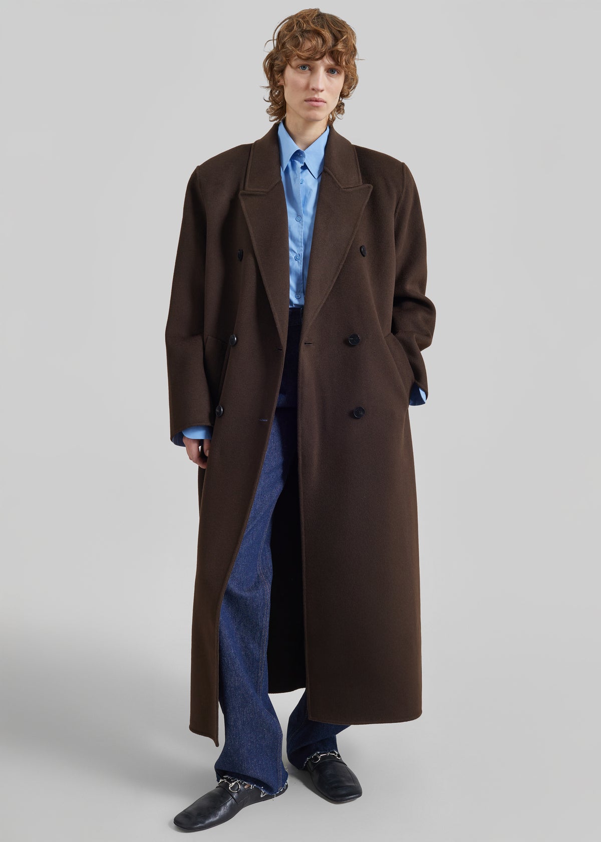 Manteau Gaia à double boutonnage - Marron foncé