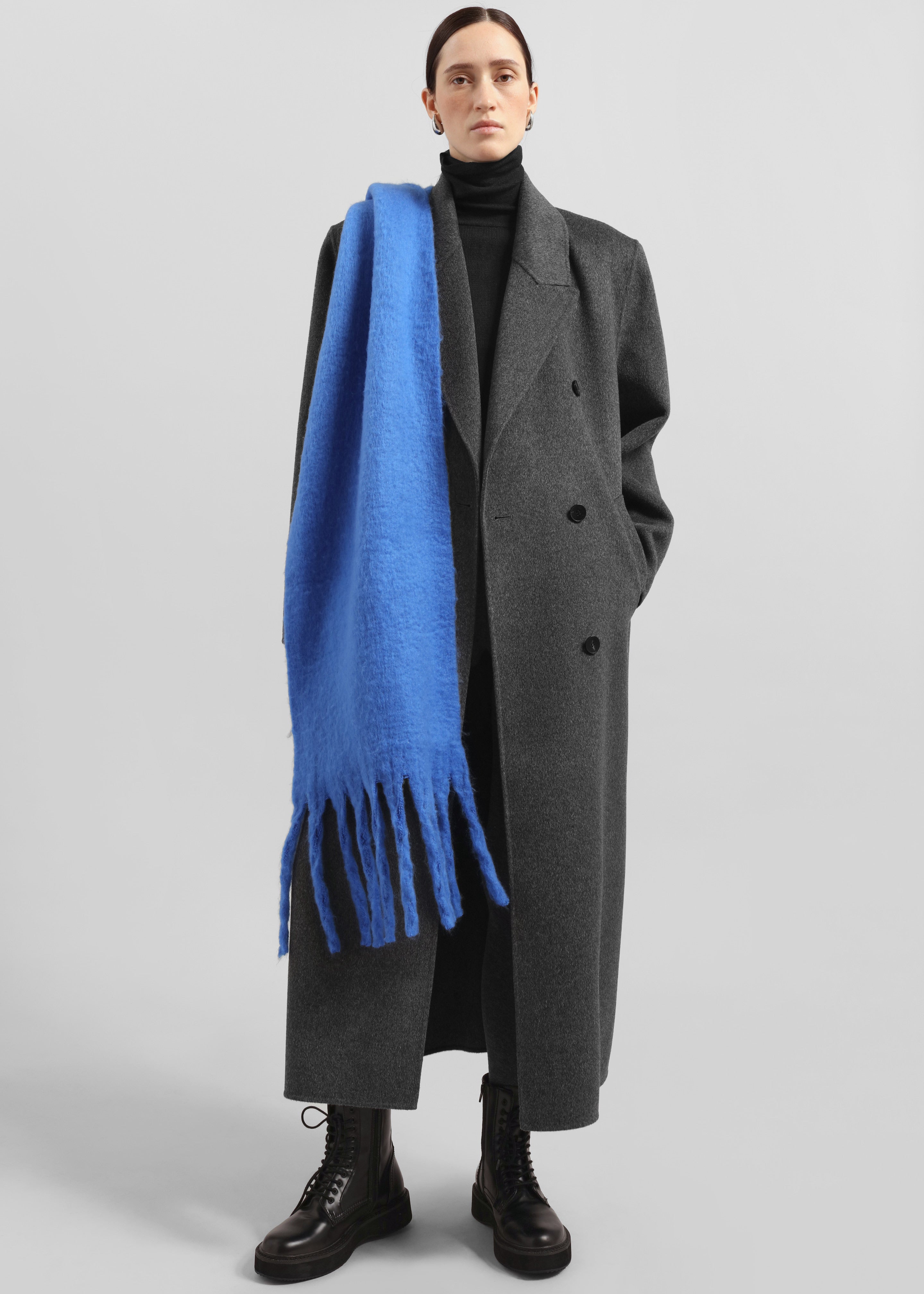 Gaia Double Breasted Coat - Dark Grey Melange - 4