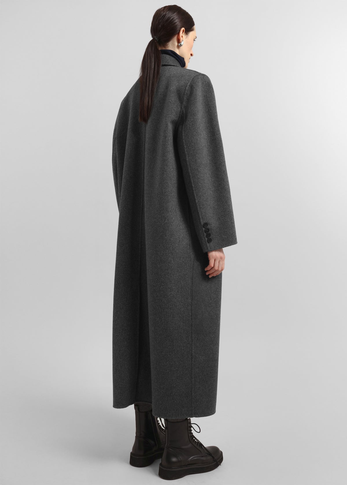 Gaia Double Breasted Coat - Dark Grey Melange - 6