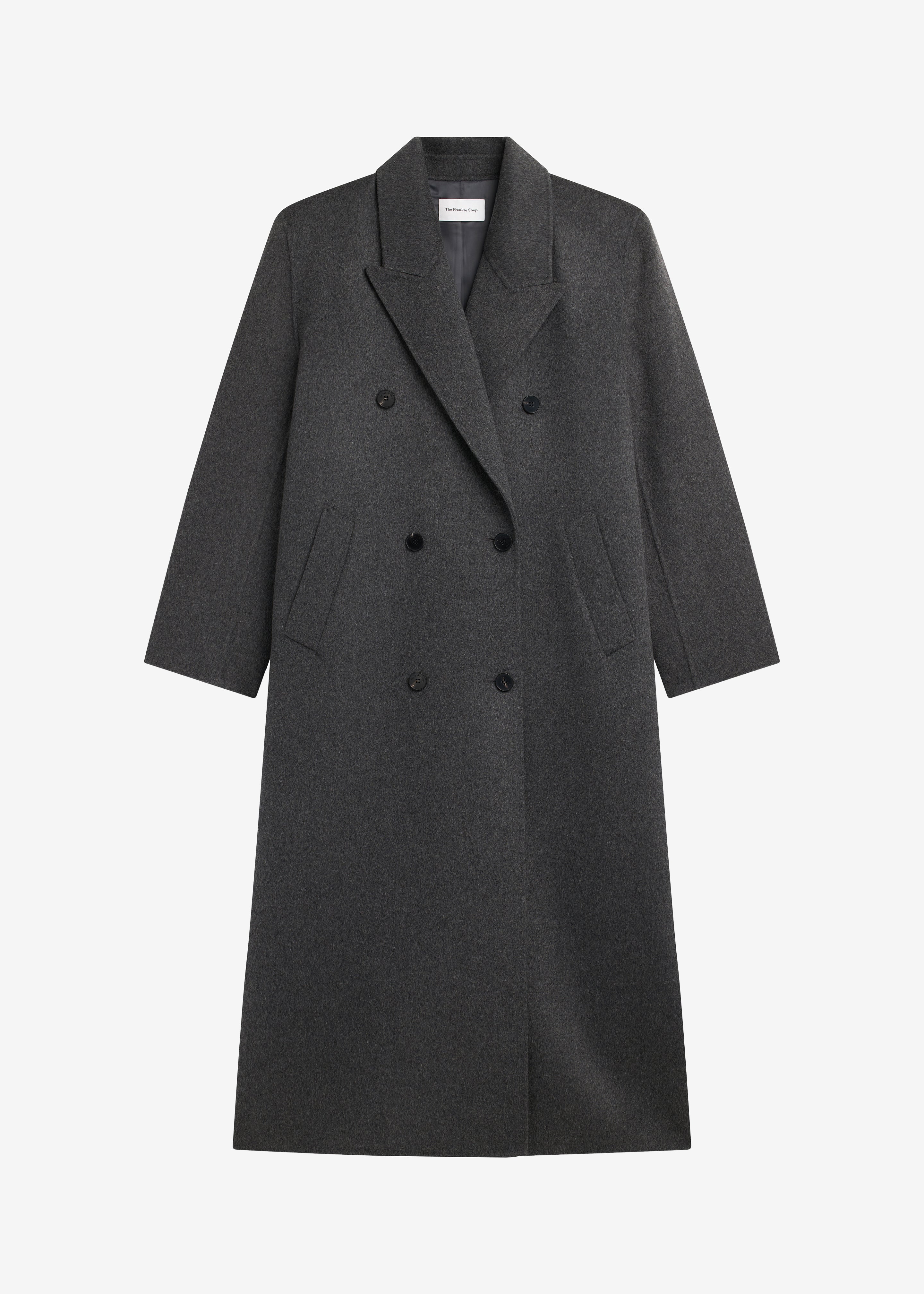Gaia Double-Breasted Coat - Dark Grey Melange