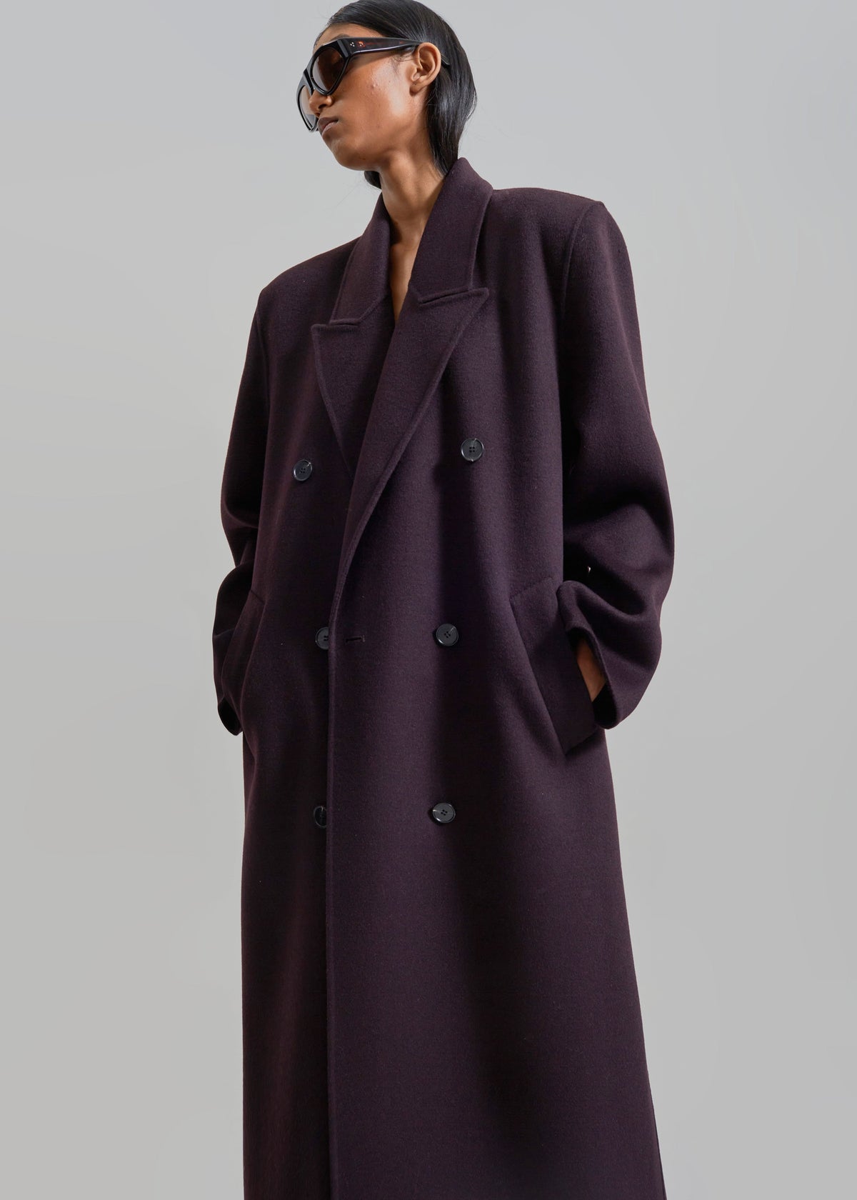 Gaia Double Breasted Coat - Dark Plum - 6