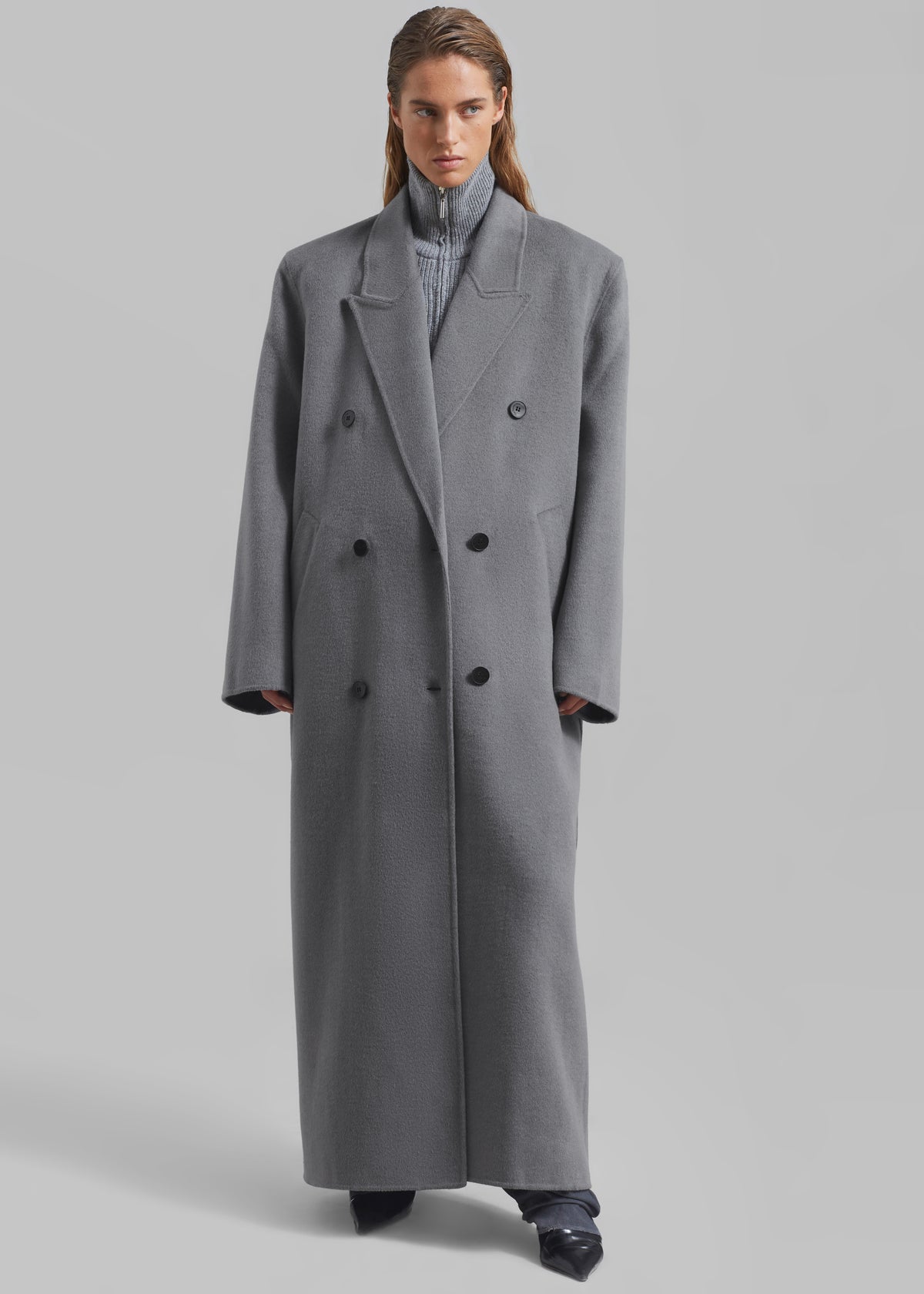 Gaia Double Breasted Coat - Grey - 6