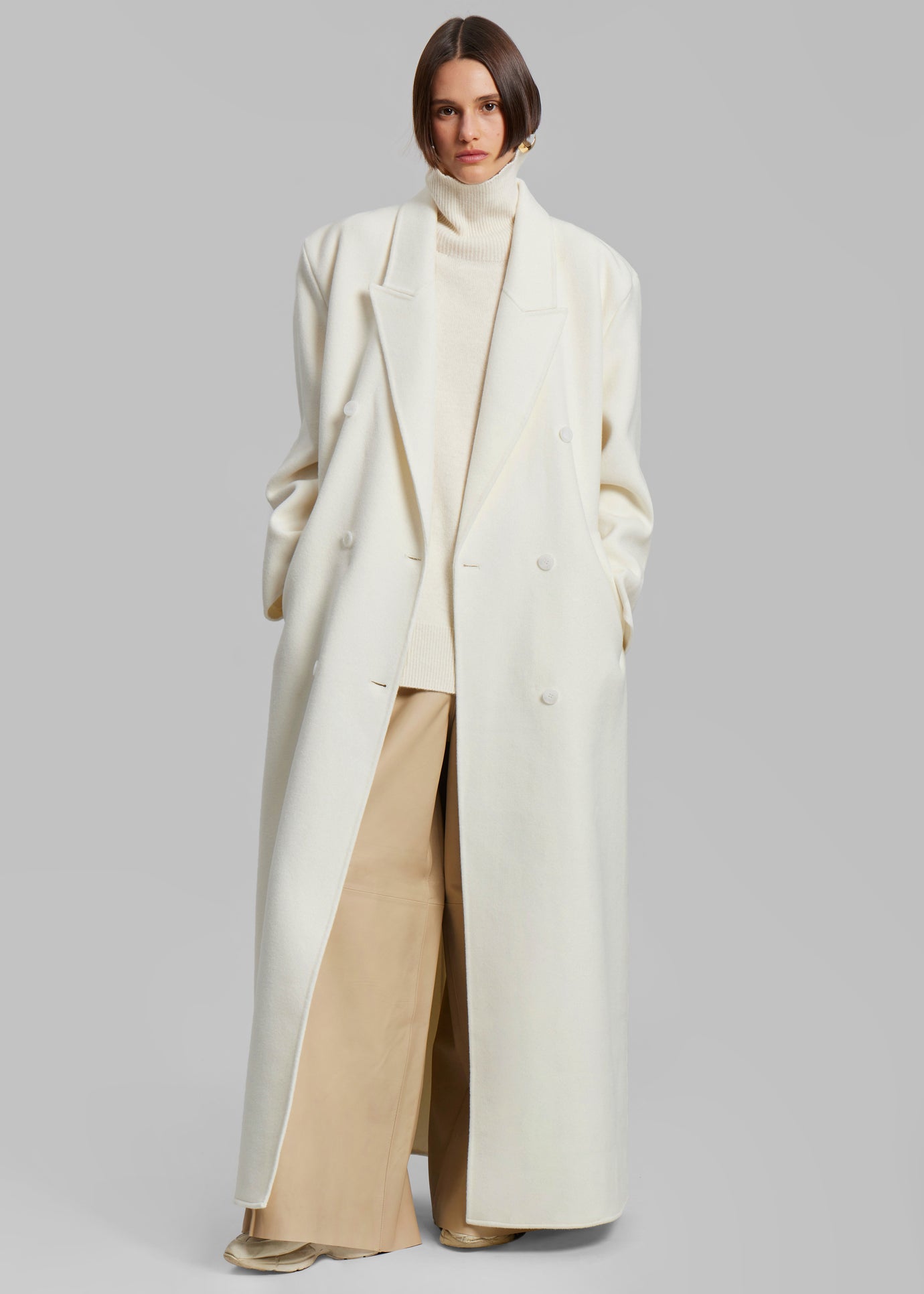Gaia Double Breasted Coat - Ivory - 1