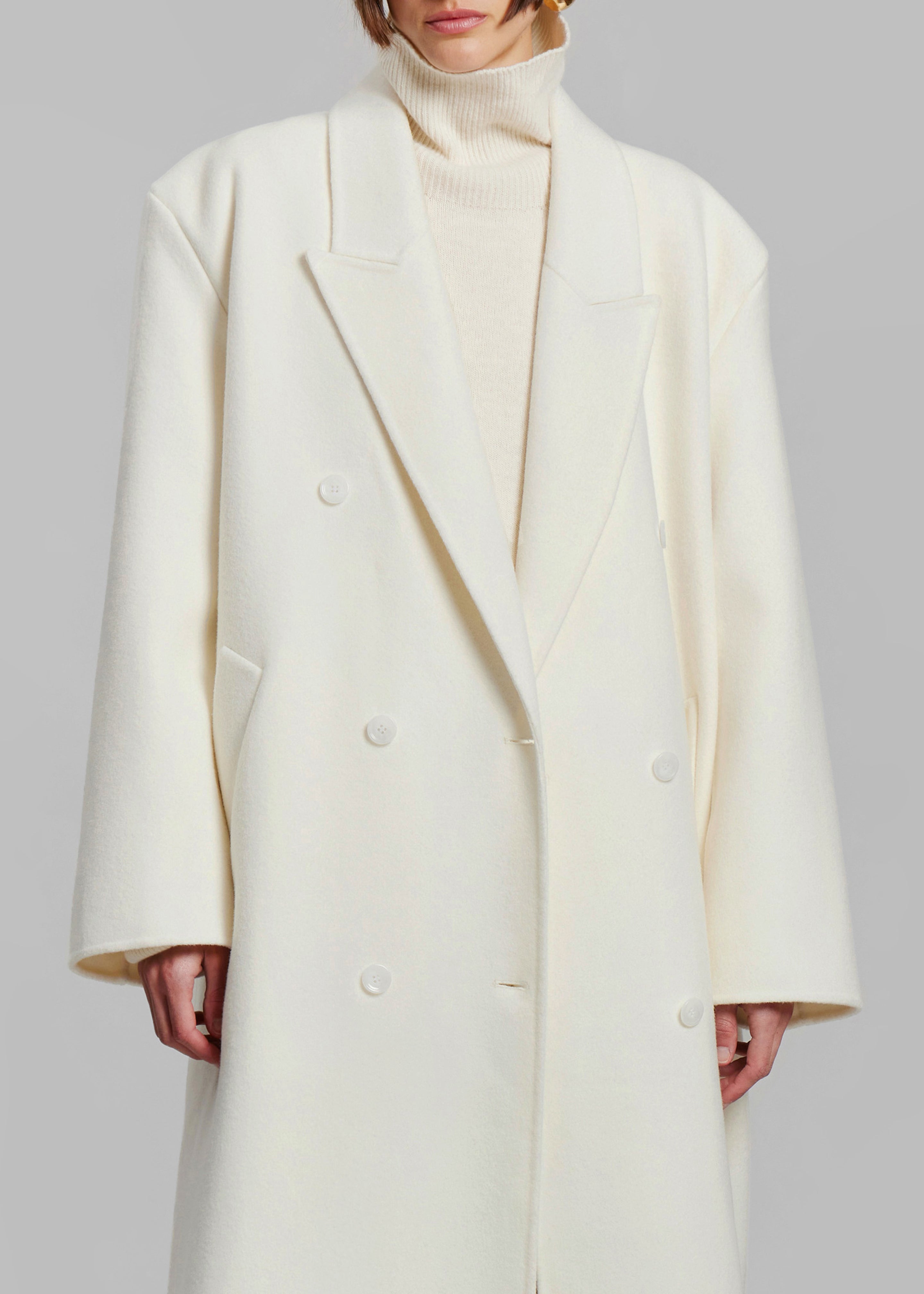 Gaia Double Breasted Coat - Ivory - 4