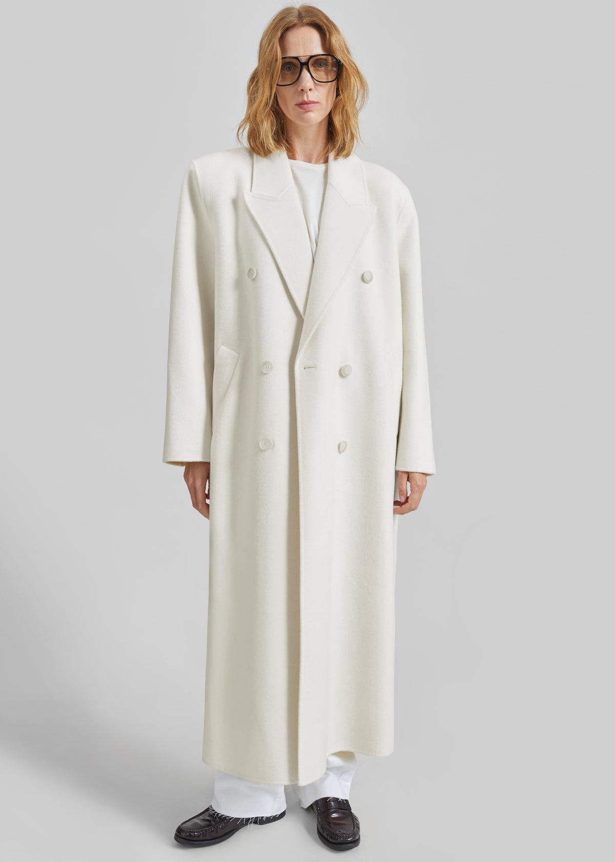 Gaia Double-Breasted Coat - Ivory