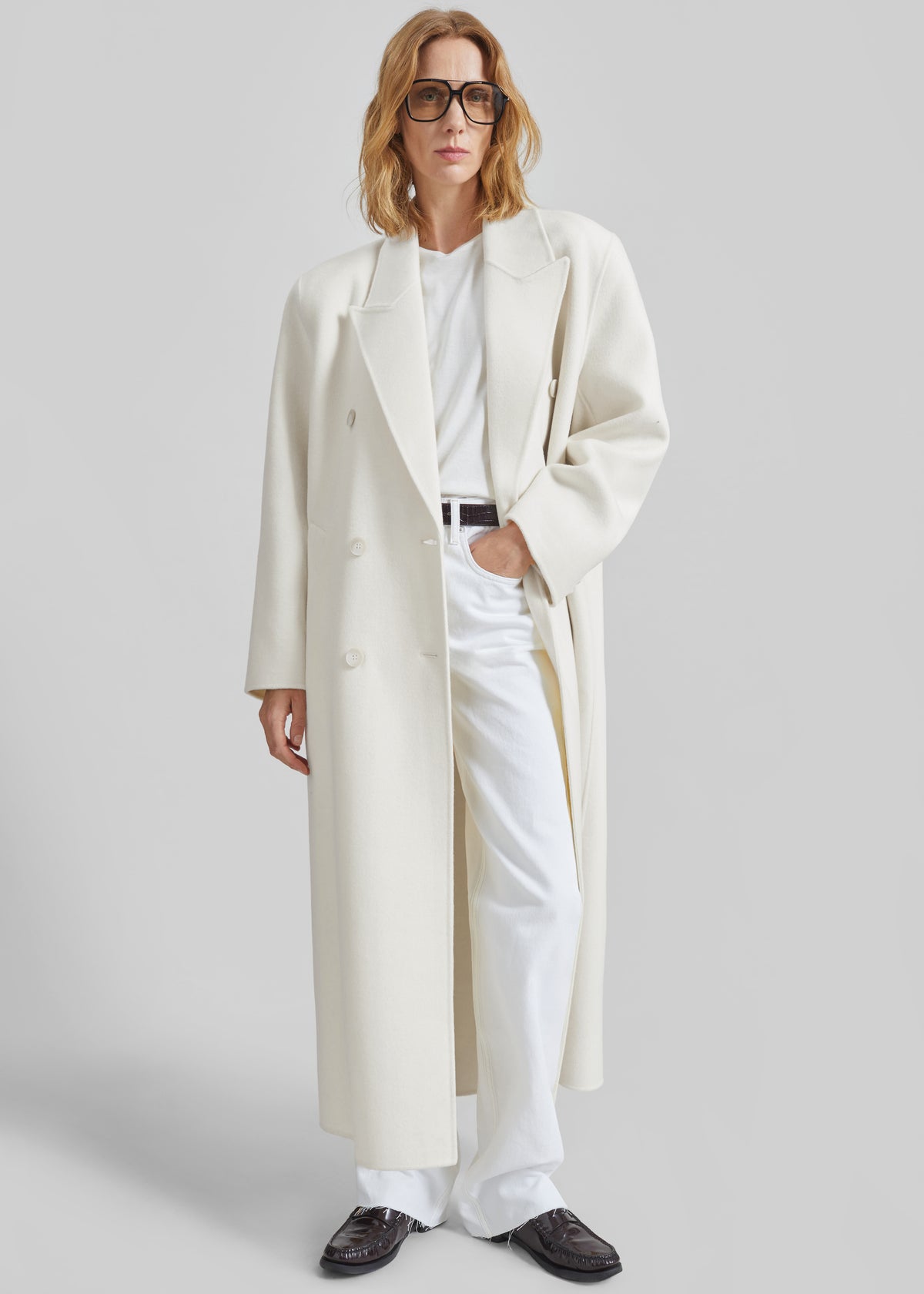 Gaia Double-Breasted Coat - Ivory