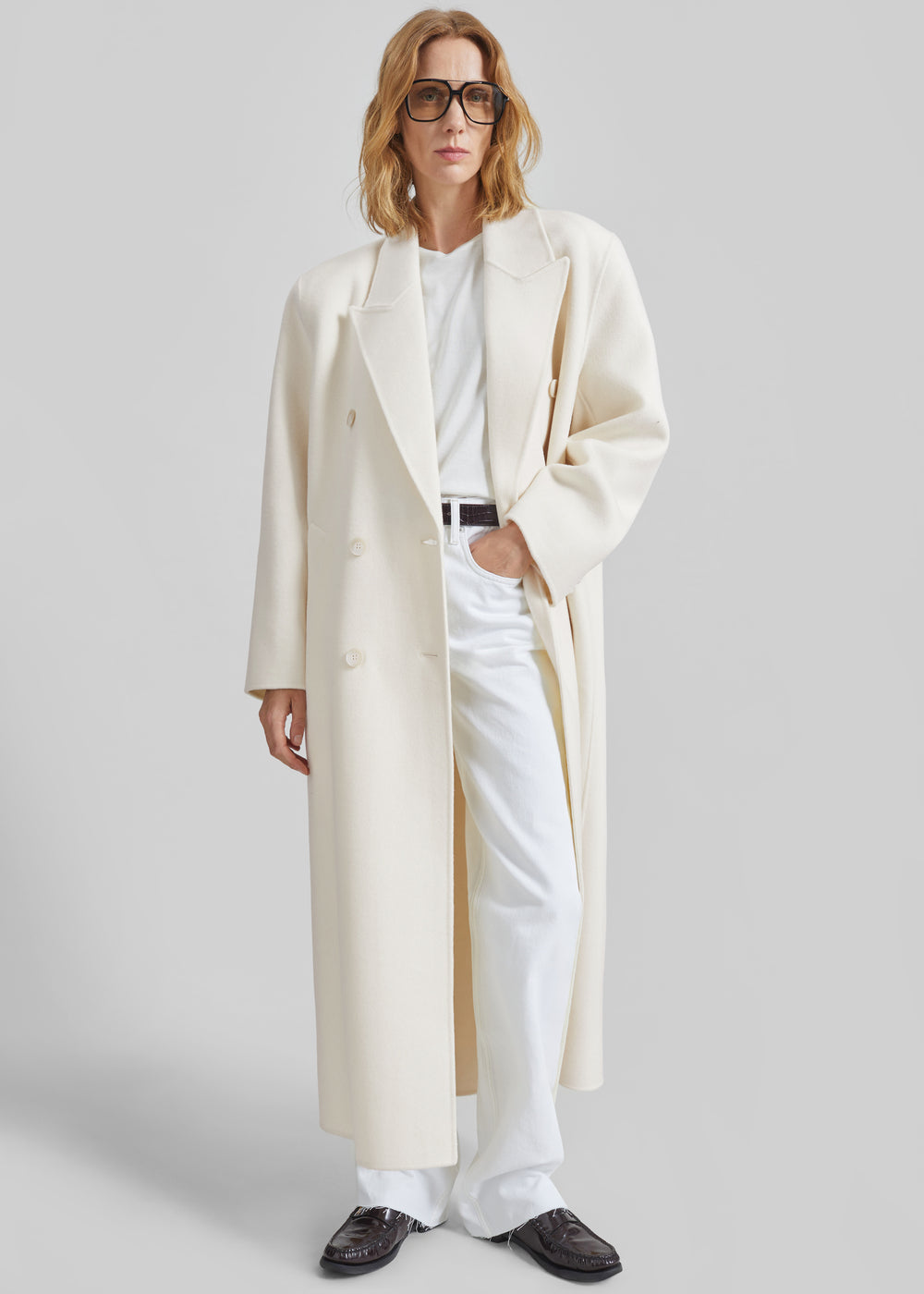 Gaia Double Breasted Coat - Ivory - 1