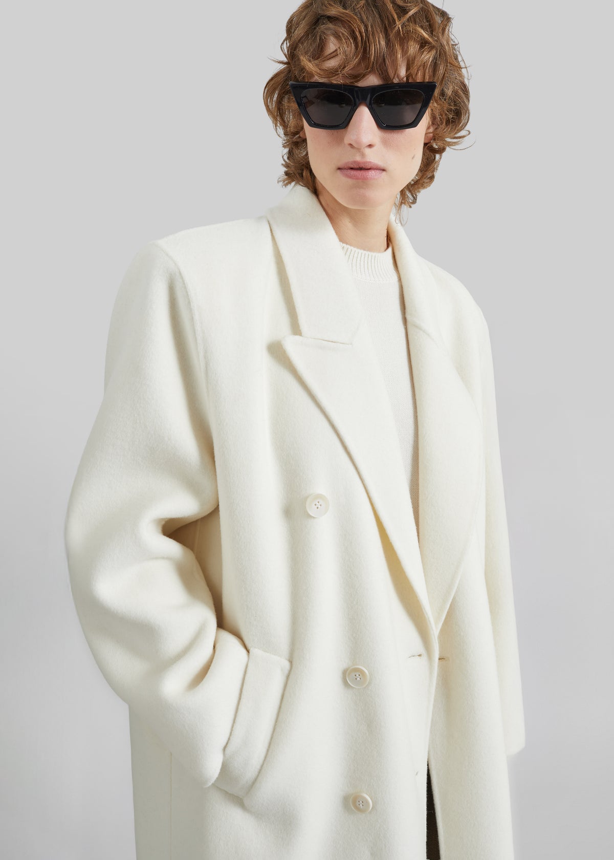 Gaia Double-Breasted Coat - Ivory