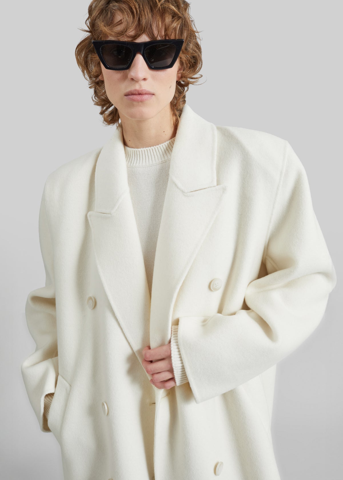 Gaia Double-Breasted Coat - Ivory