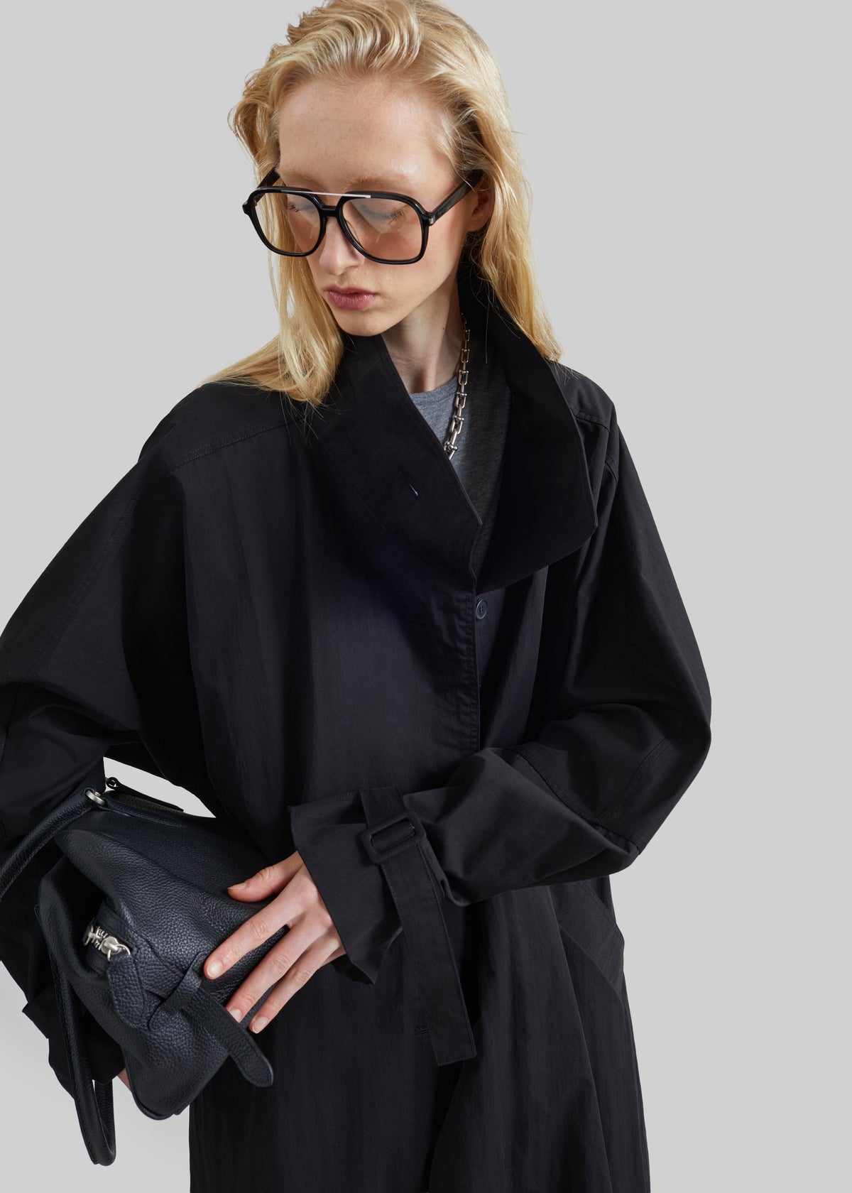 Gaillon Oversized Trench Coat - Black