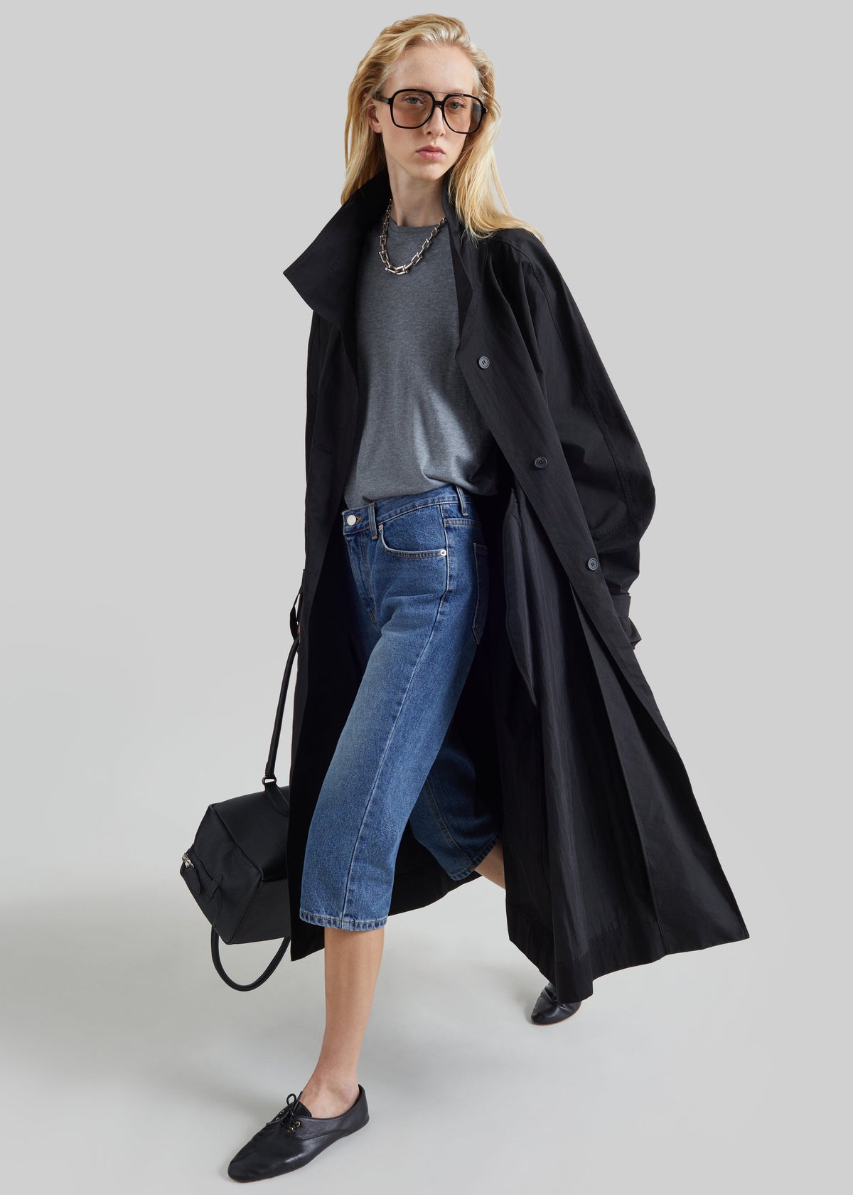 Gaillon Oversized Trench Coat - Black