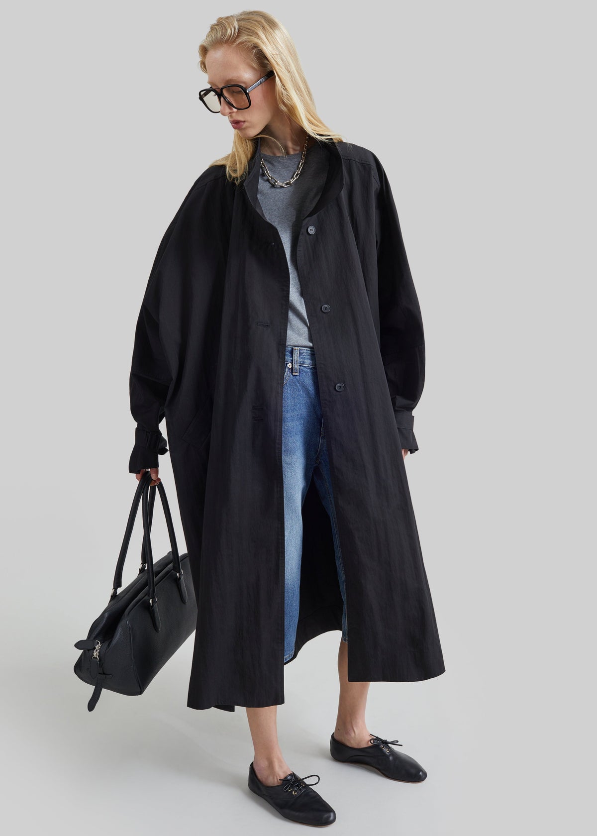 Gaillon Oversized Trench Coat - Black