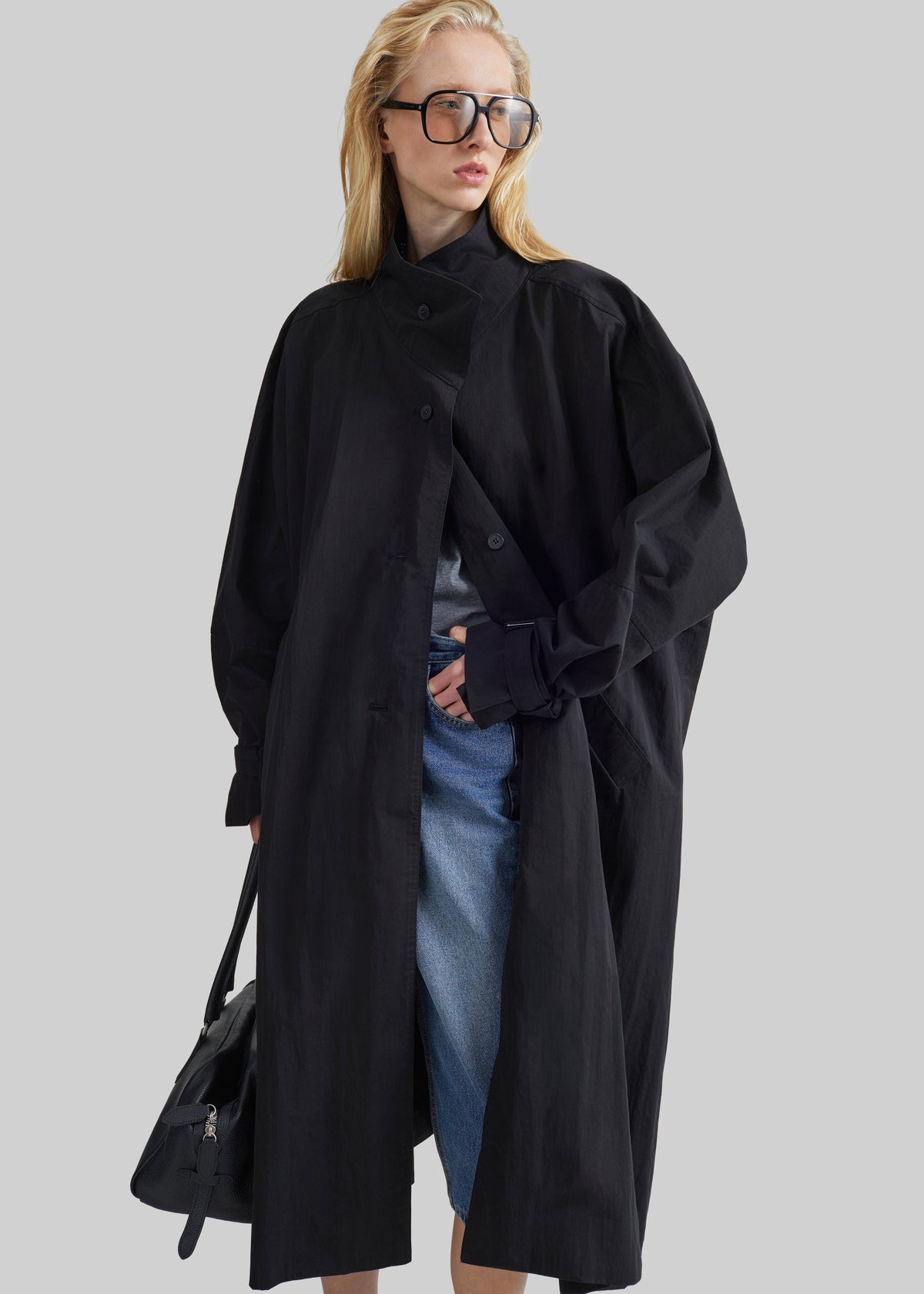 Gaillon Oversized Trench Coat - Black