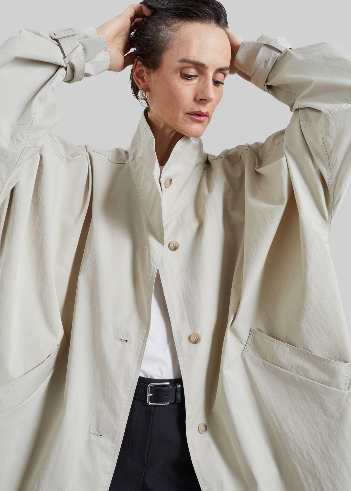 Gaillon Oversized Trench Coat - Light Beige