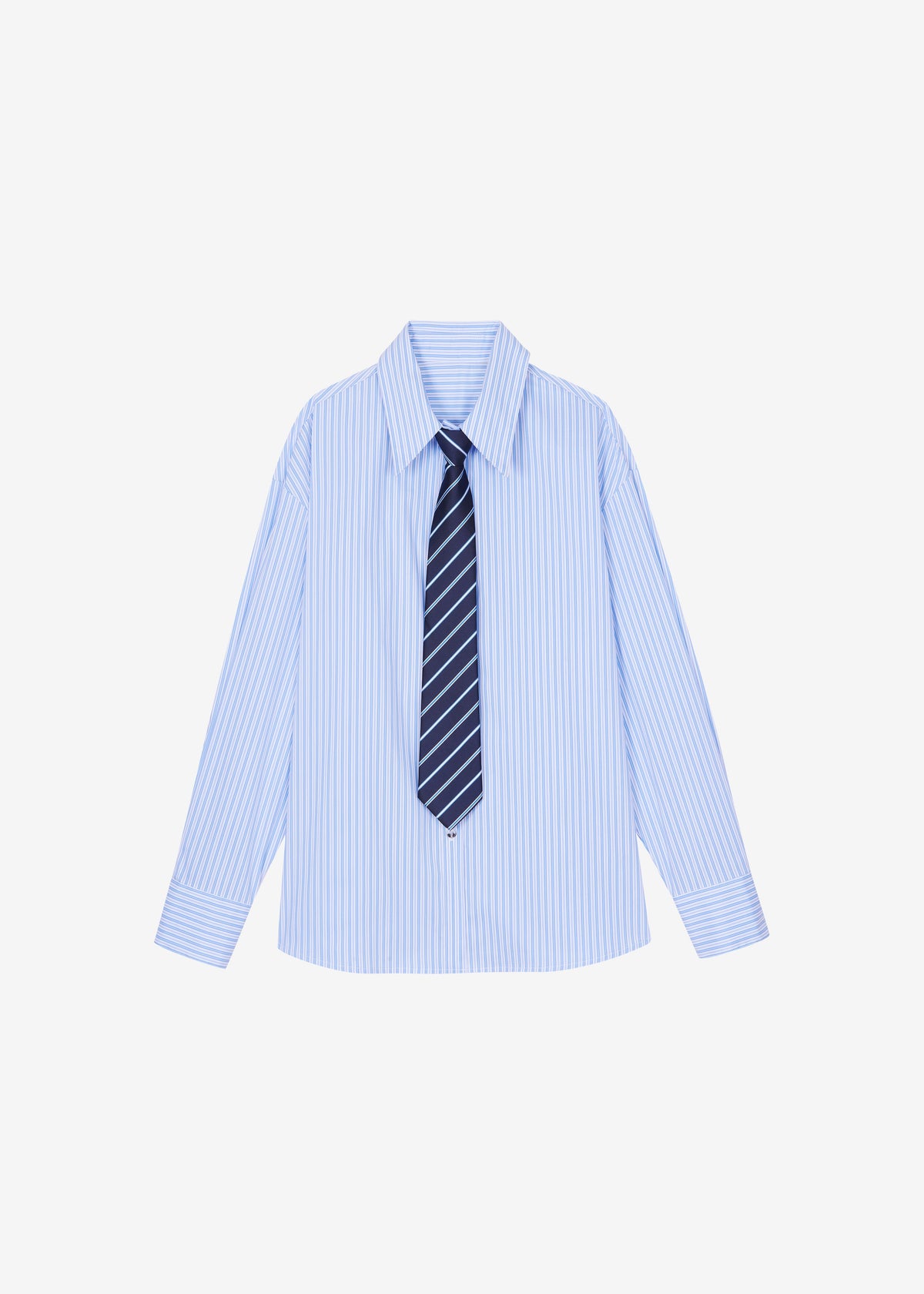 Gainsford Neck Tie Shirt - Blue/White Stripe - 8