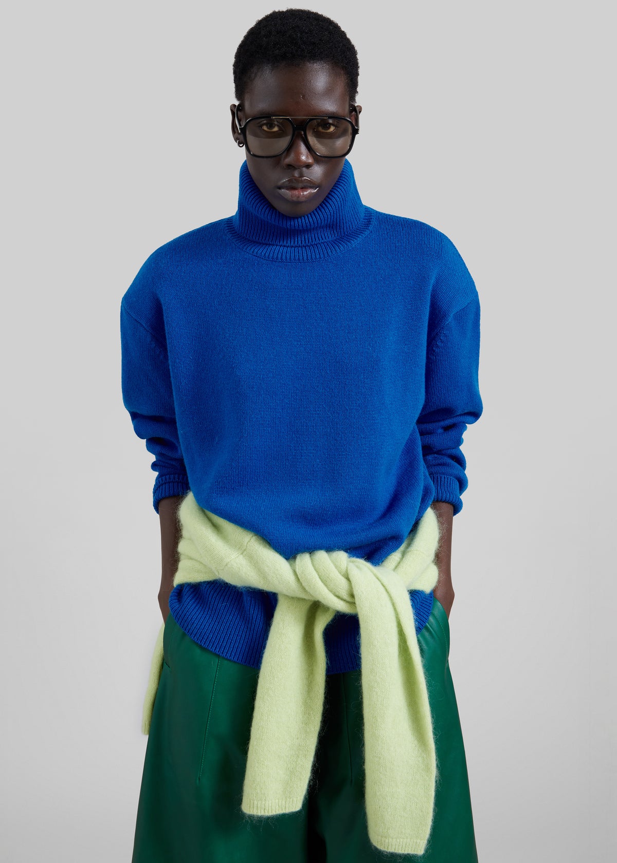 Dolcevita Gala in maglia con spalle imbottite - Blu