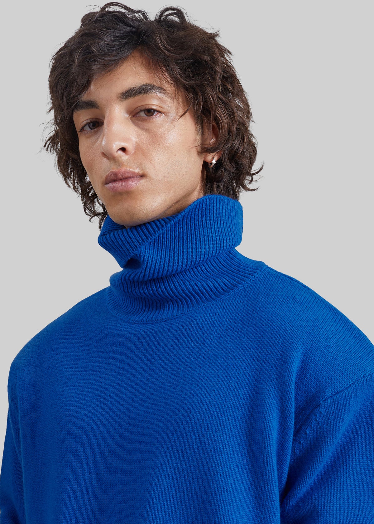 Dolcevita Gala in maglia con spalle imbottite - Blu