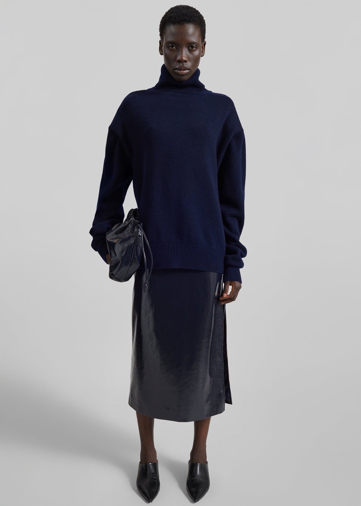 Gala Padded Knit Turtleneck - Navy