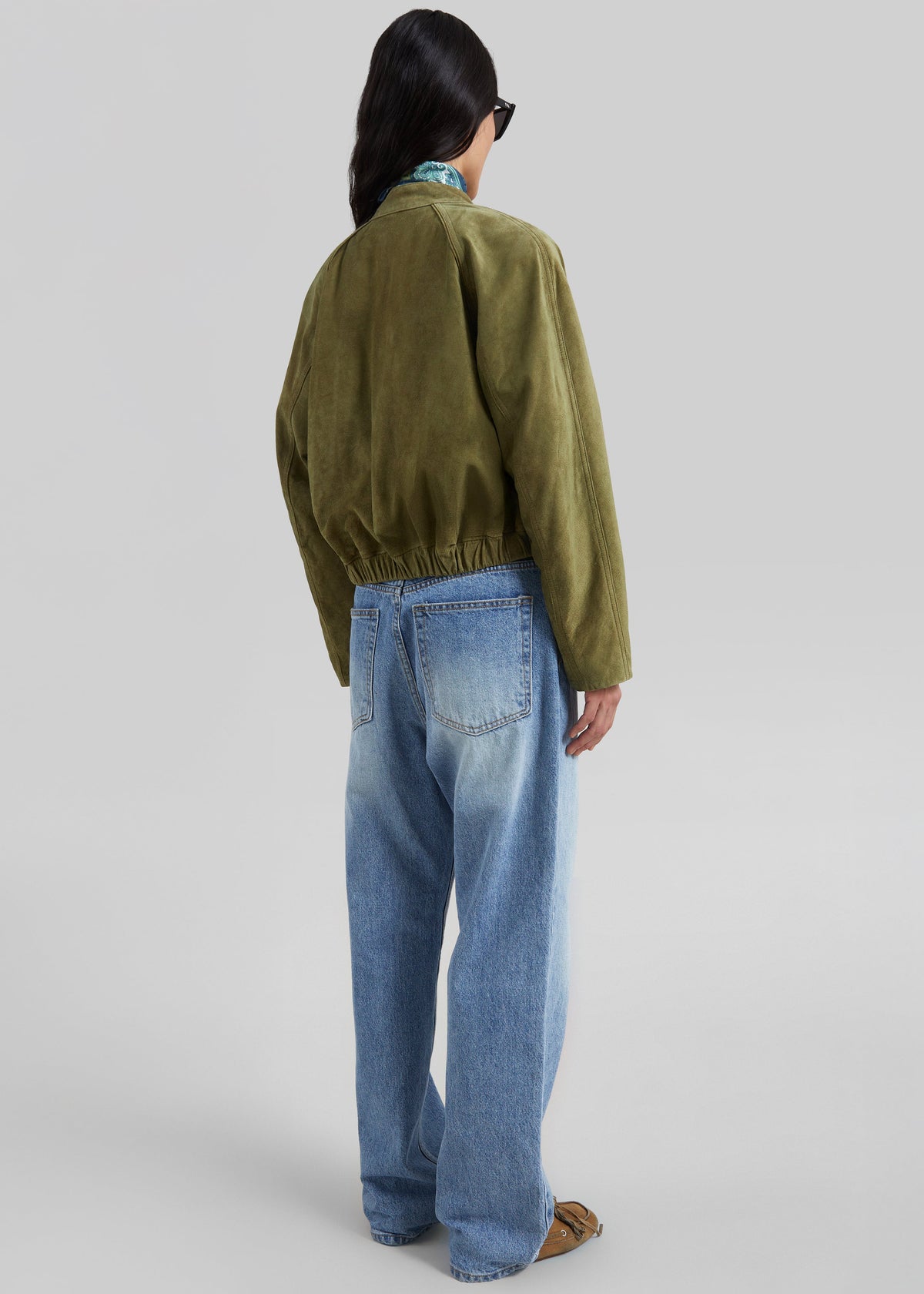 Galena Suede Bomber Jacket - Olive