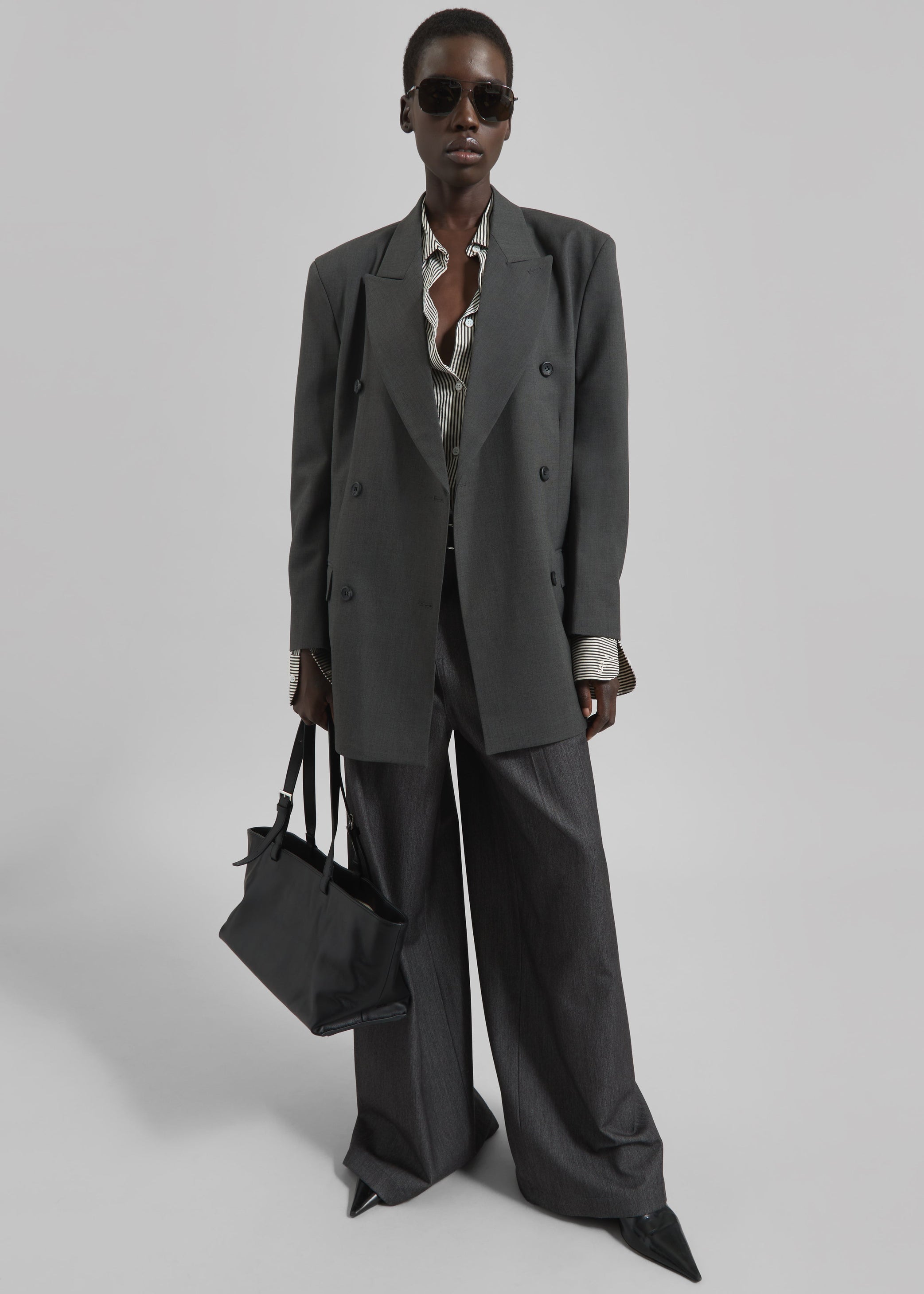 Shop the look image for Gavle Double-Breasted Blazer - Dark Grey