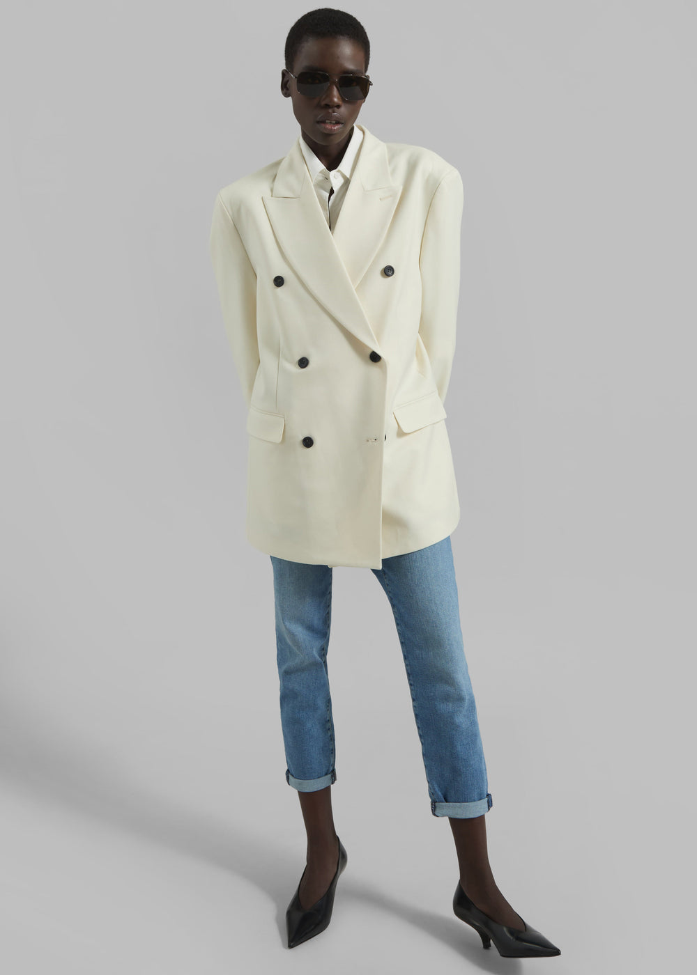 Gavle Double-Breasted Blazer - Ivory - 1