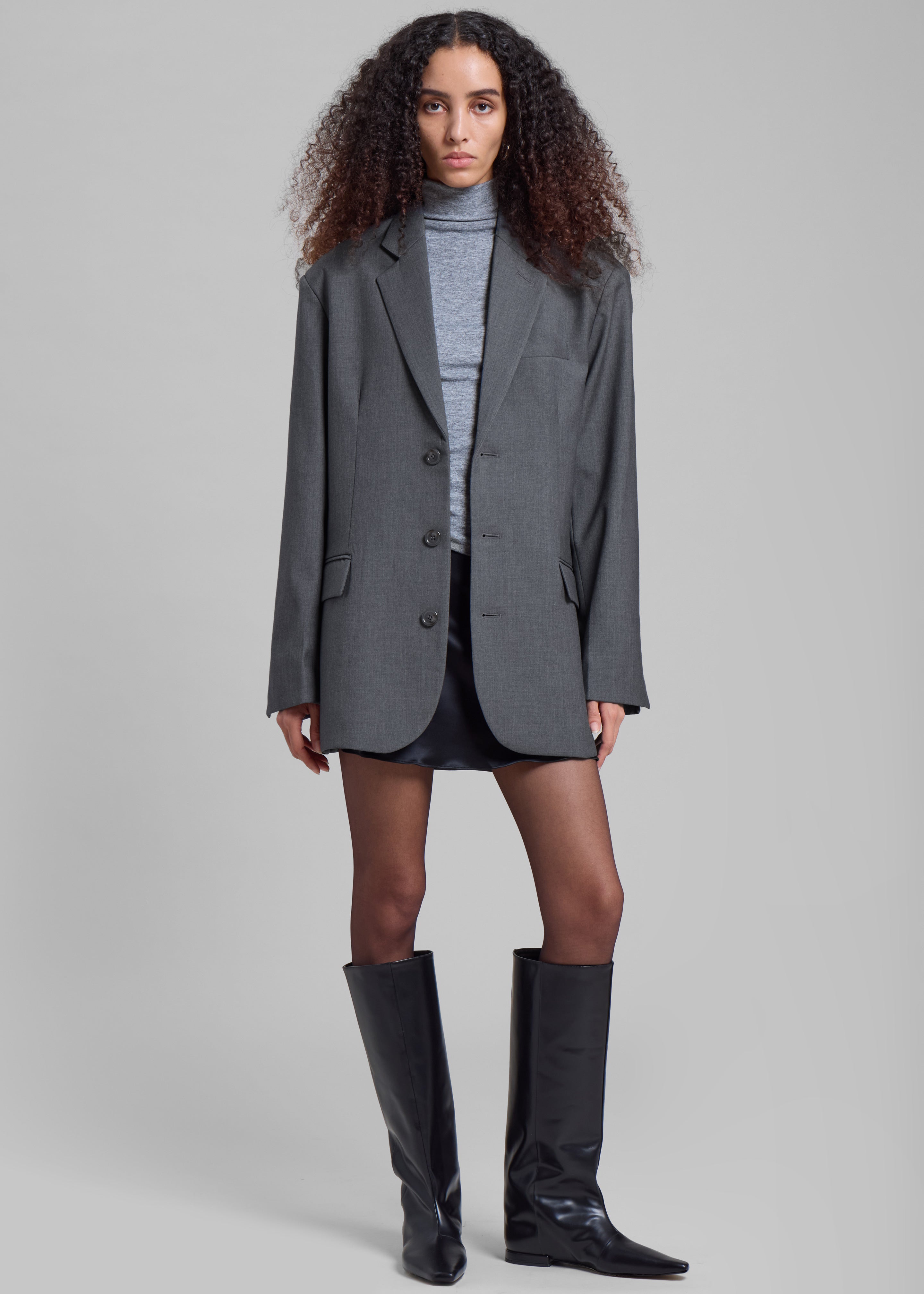 Gelso Oversized Blazer - Dark Grey Melange - 1