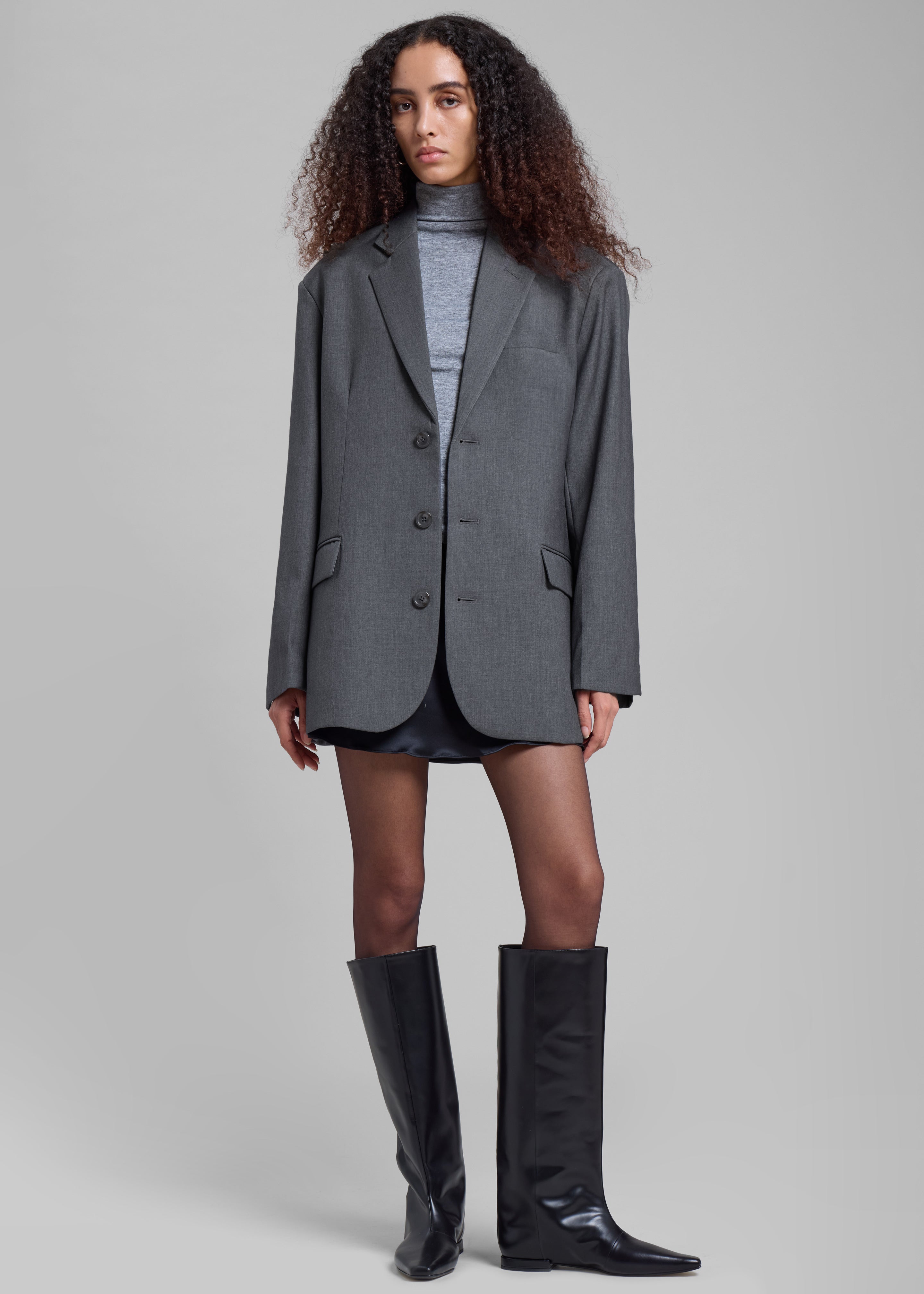 Gelso Oversized Blazer - Dark Grey Melange - 10