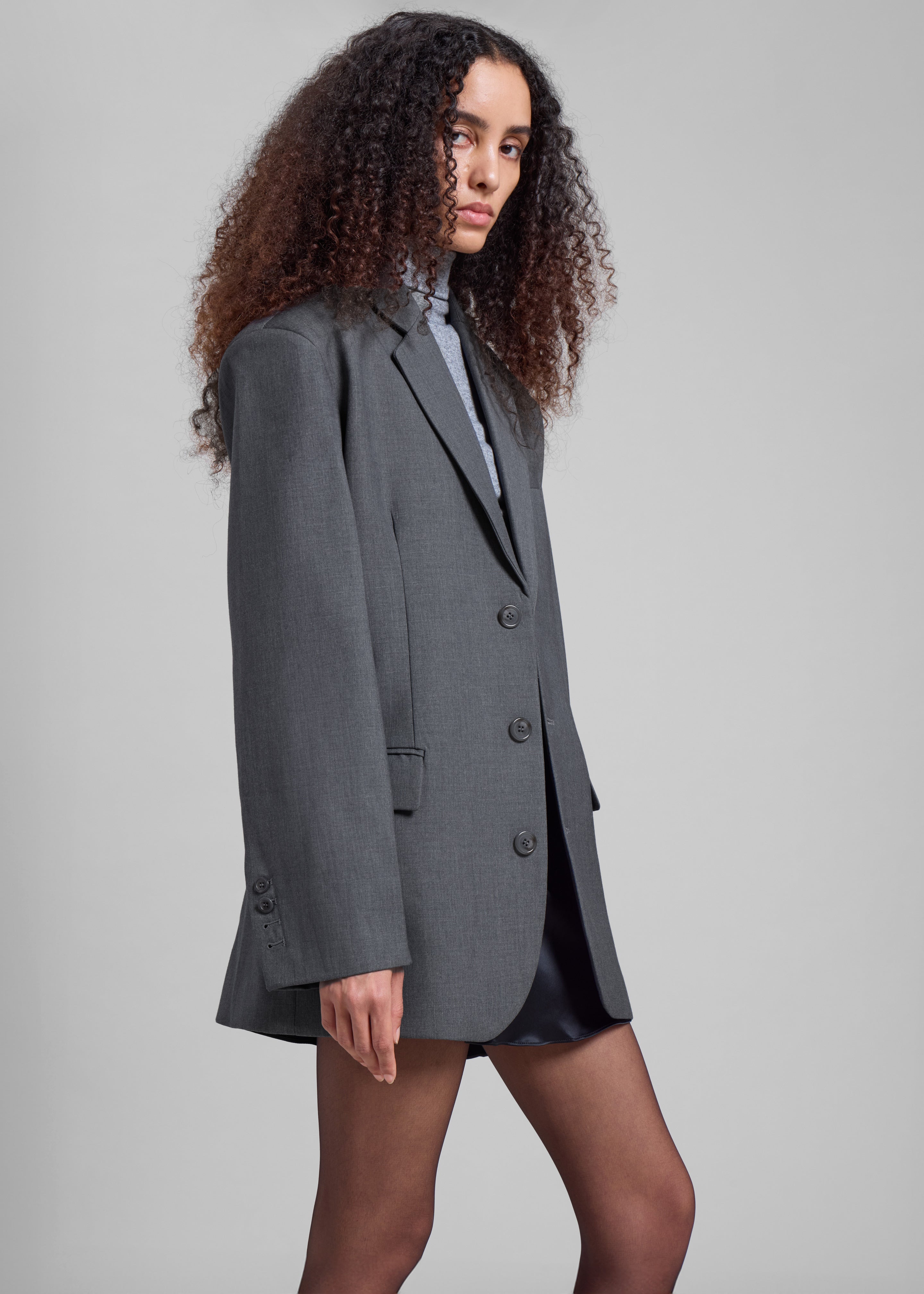 Gelso Oversized Blazer - Dark Grey Melange - 3