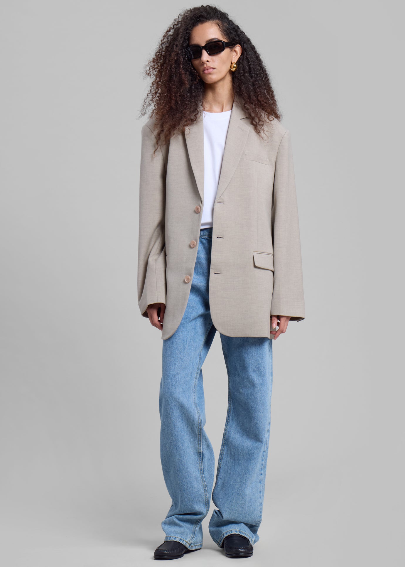 Gelso Oversized Blazer - Light Taupe Melange - 1