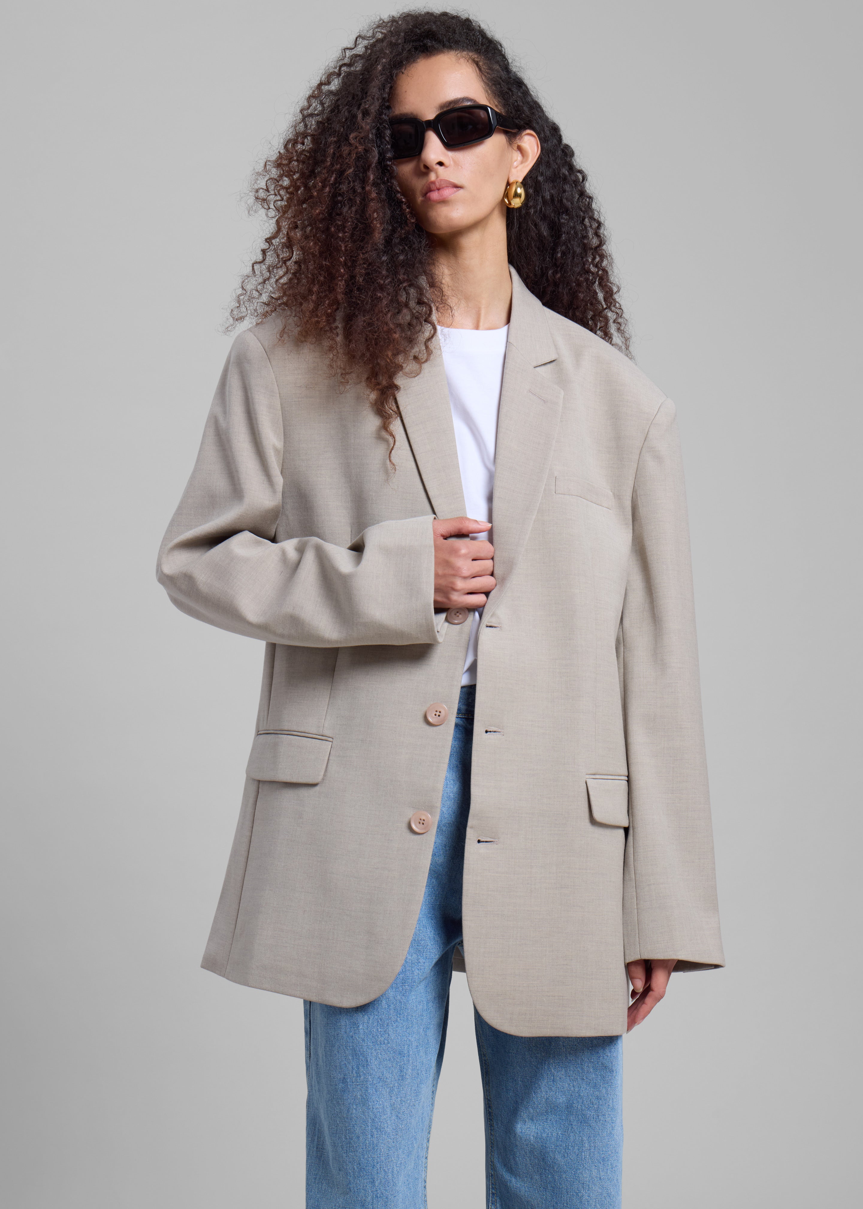 Gelso Oversized Blazer - Light Taupe Melange - 5