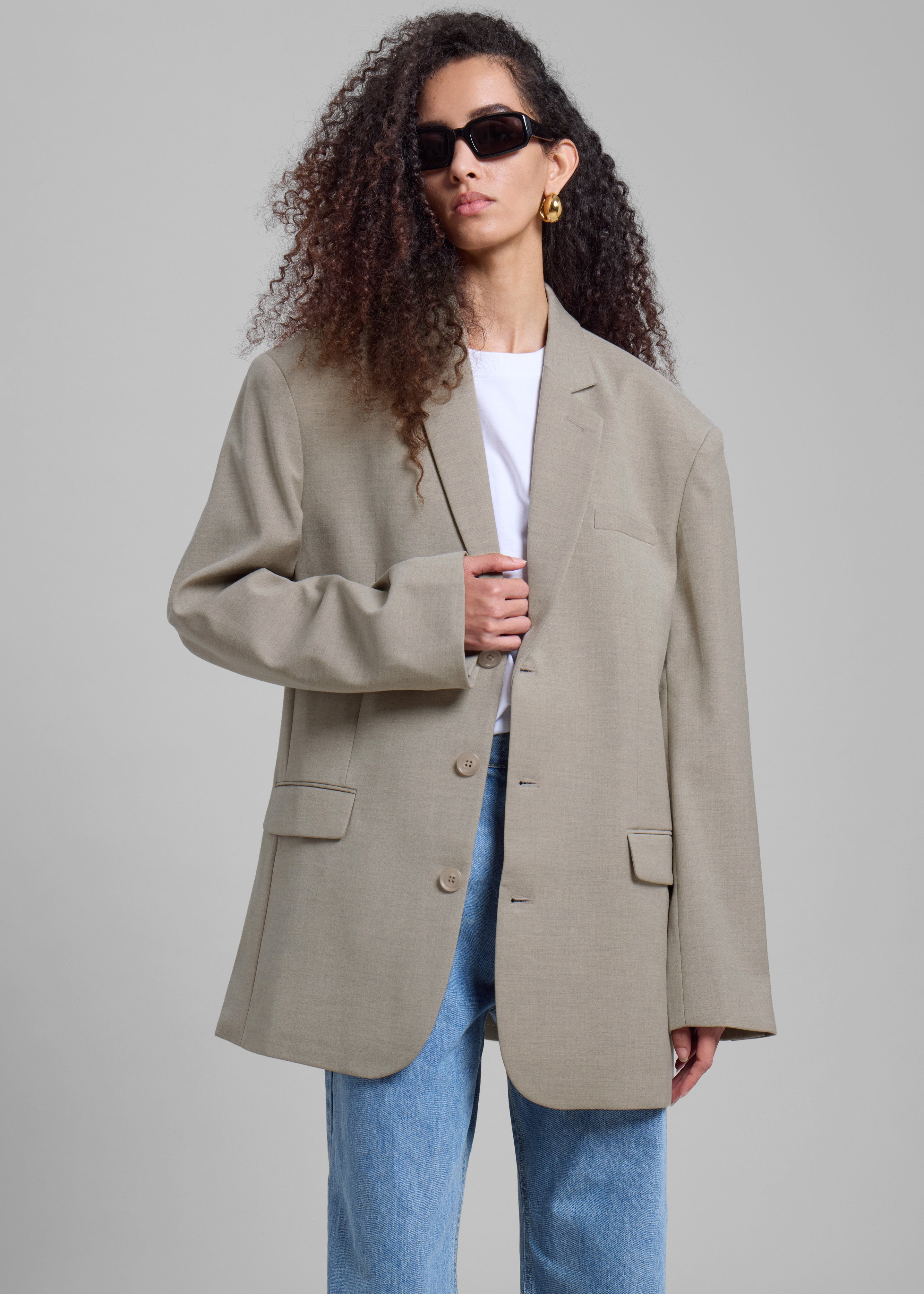 Gelso Oversized Blazer - Light Taupe Melange - 5