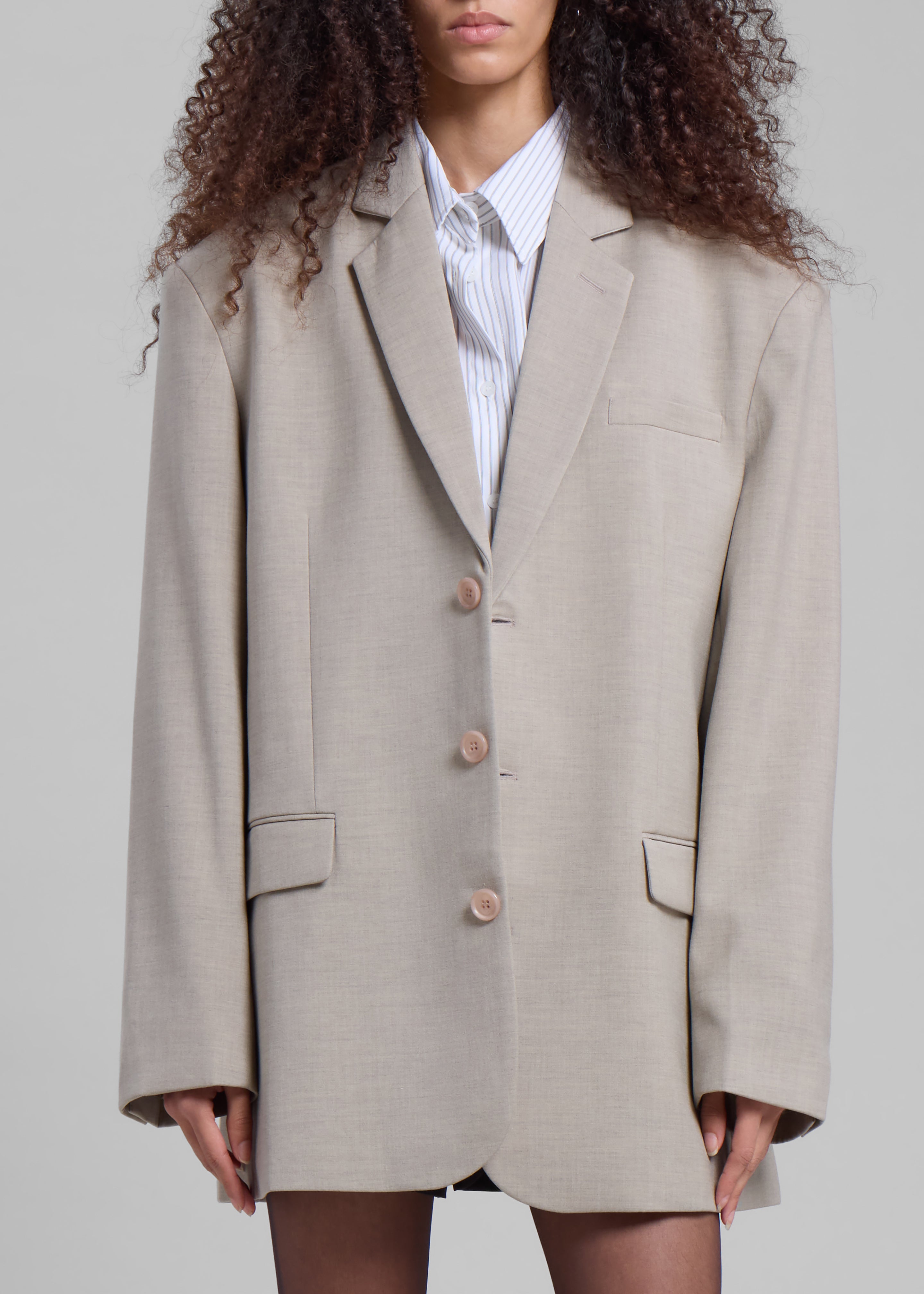 Gelso Oversized Blazer - Light Taupe Melange - 7