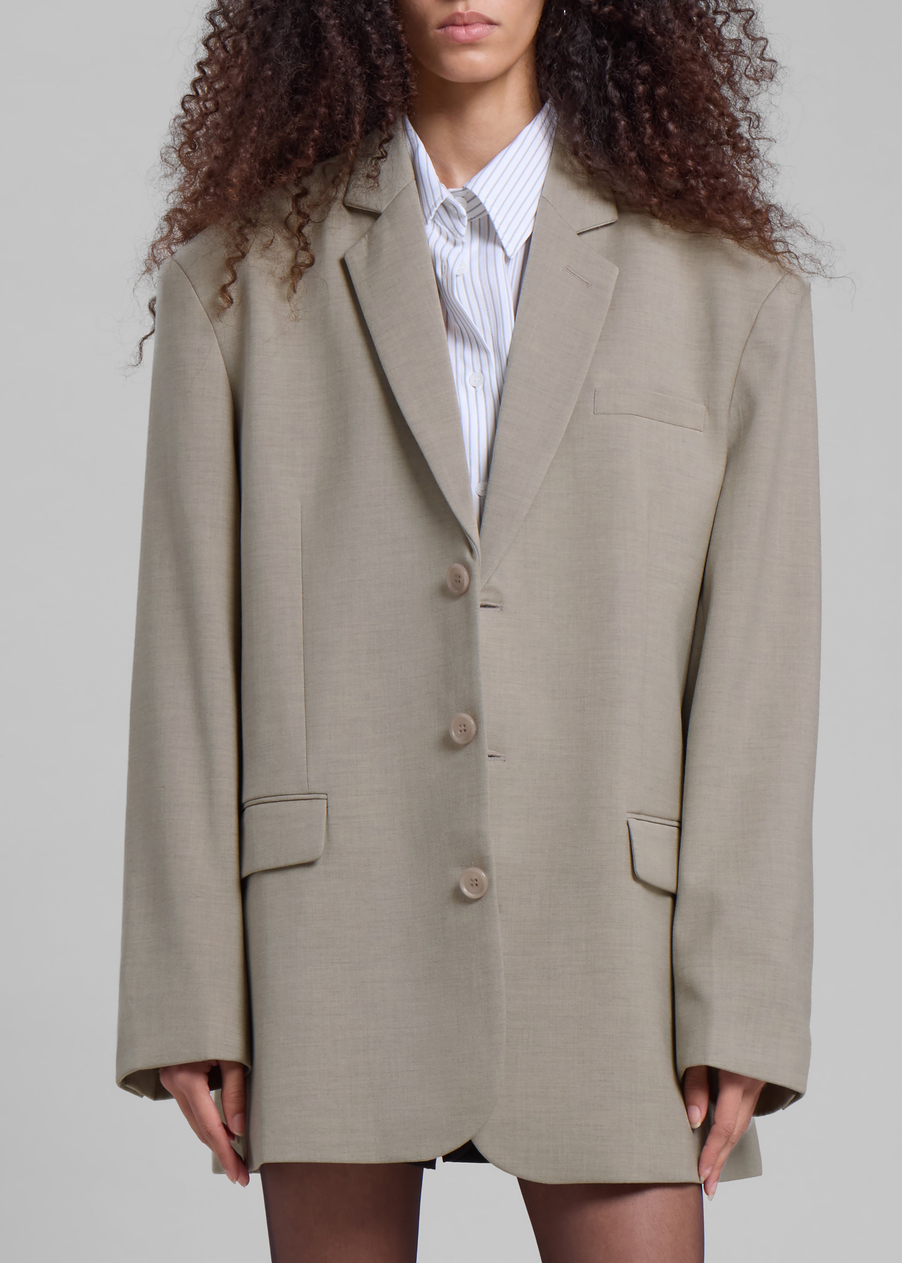 Gelso Oversized Blazer - Light Taupe Melange - 7